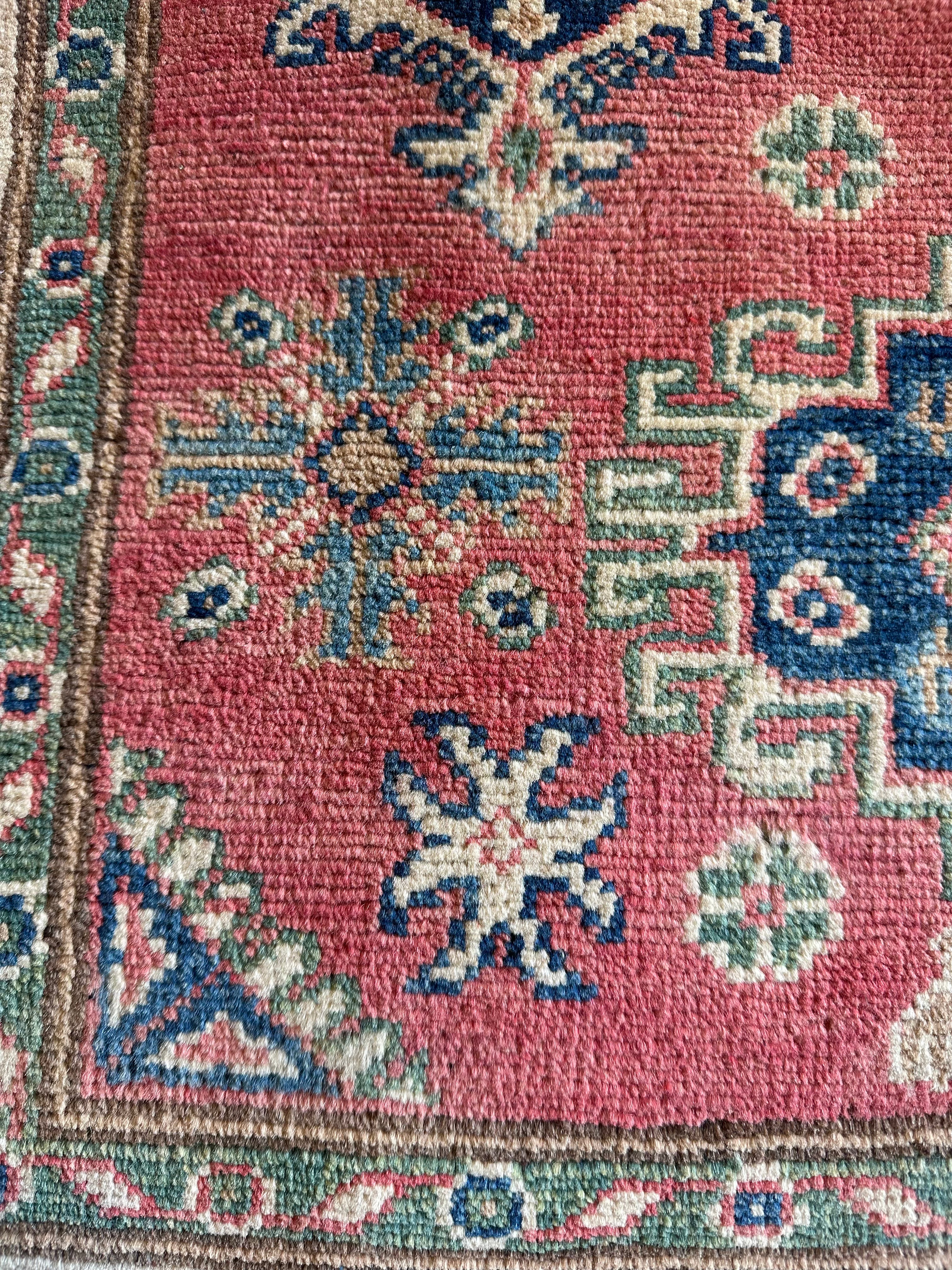 Isabelle Du 3.1x4.11 Red Hand-Knotted Kazak Rug