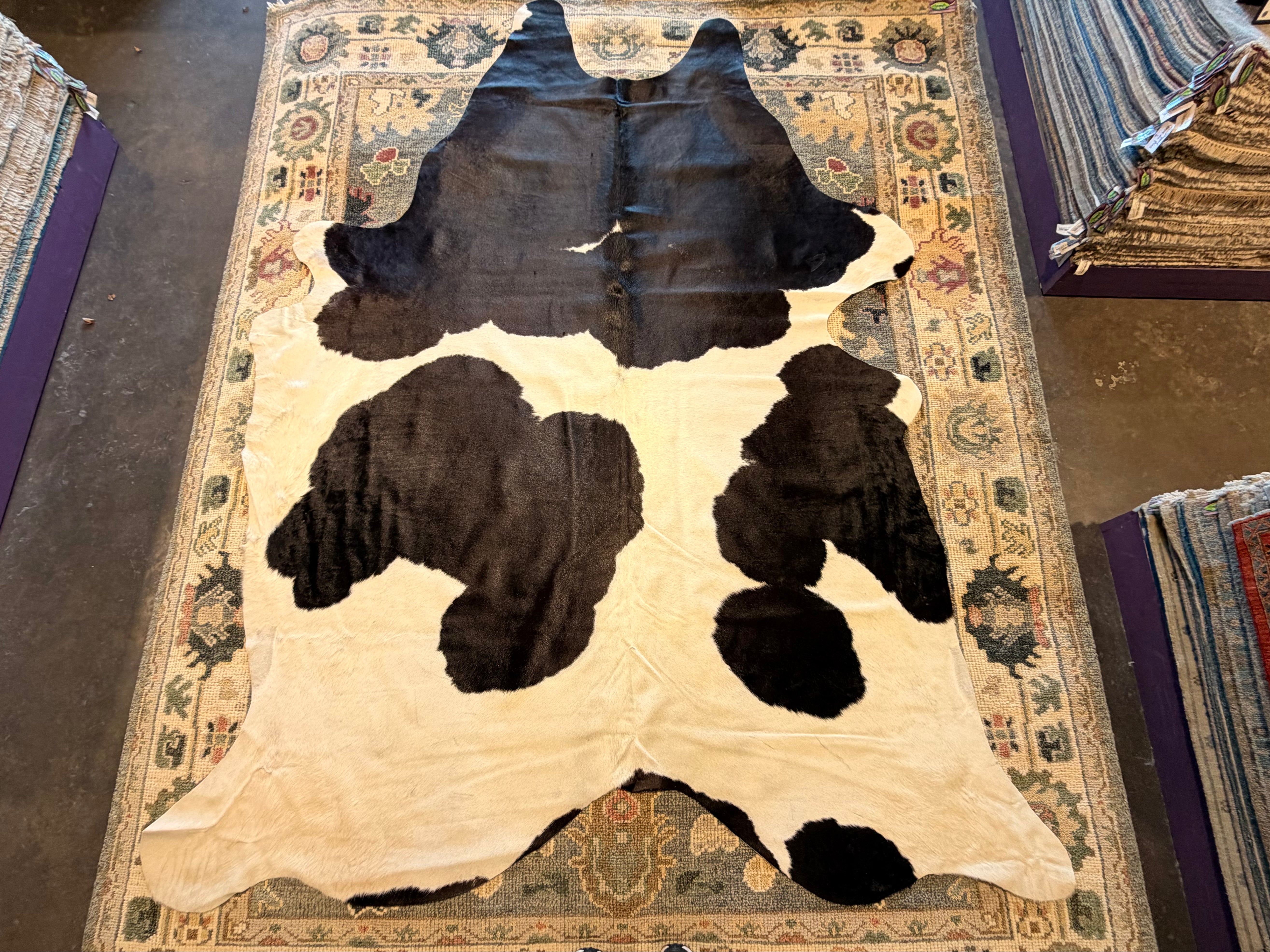 Black and White 7x8.9 Large Cowhide Rug