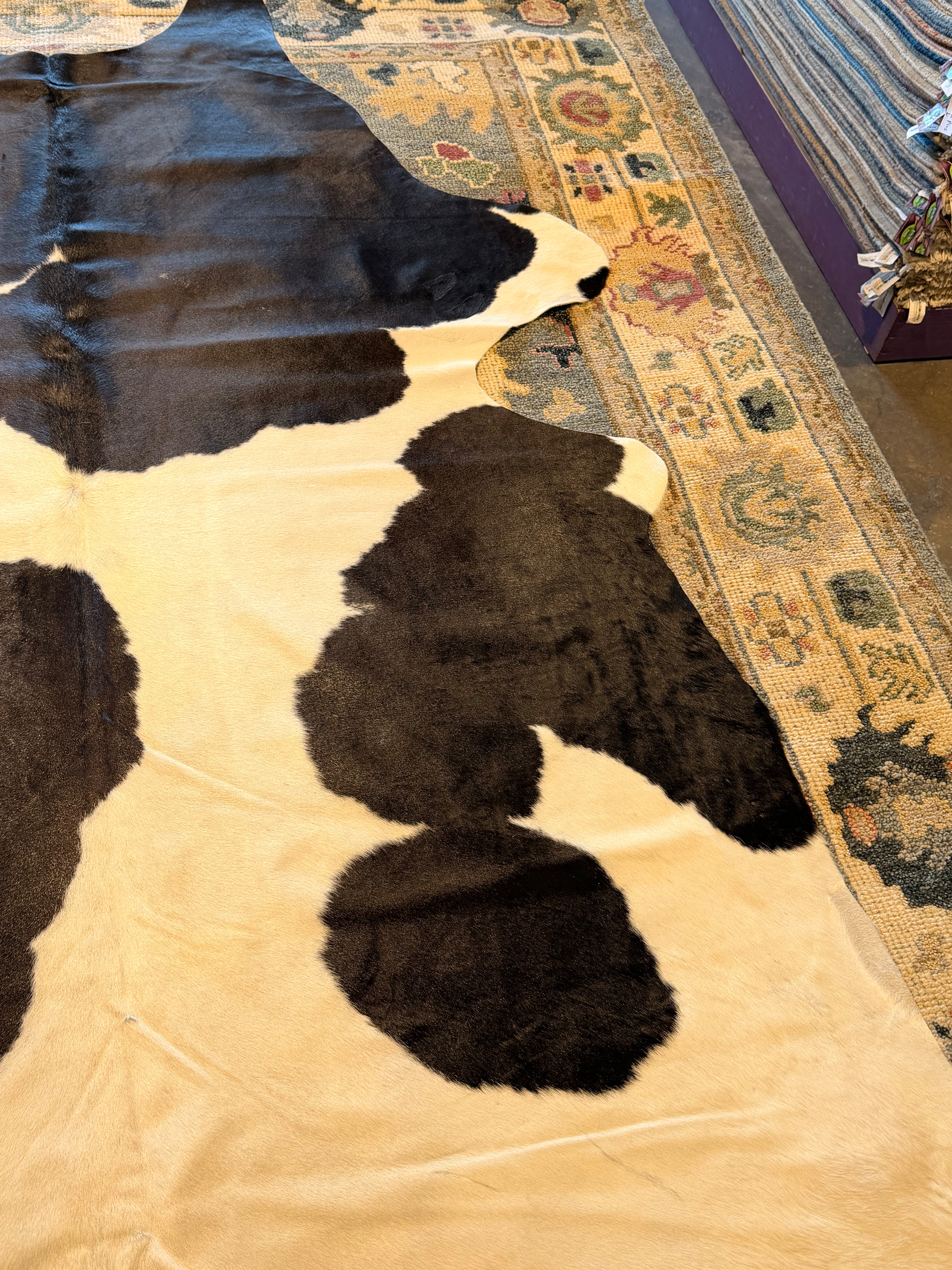 Black and White 7x8.9 Large Cowhide Rug