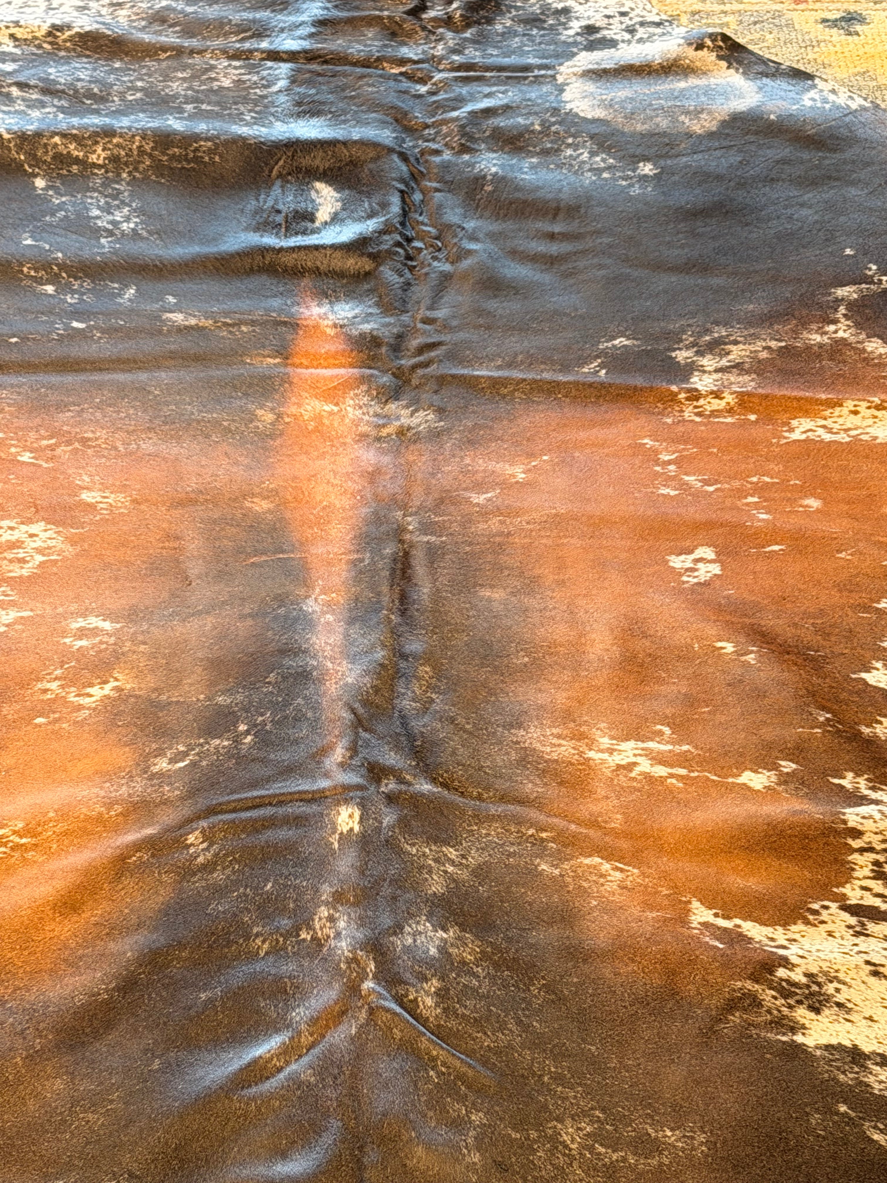 Salt Pap Tricolor 7.8x8.11 Large Cowhide Rug