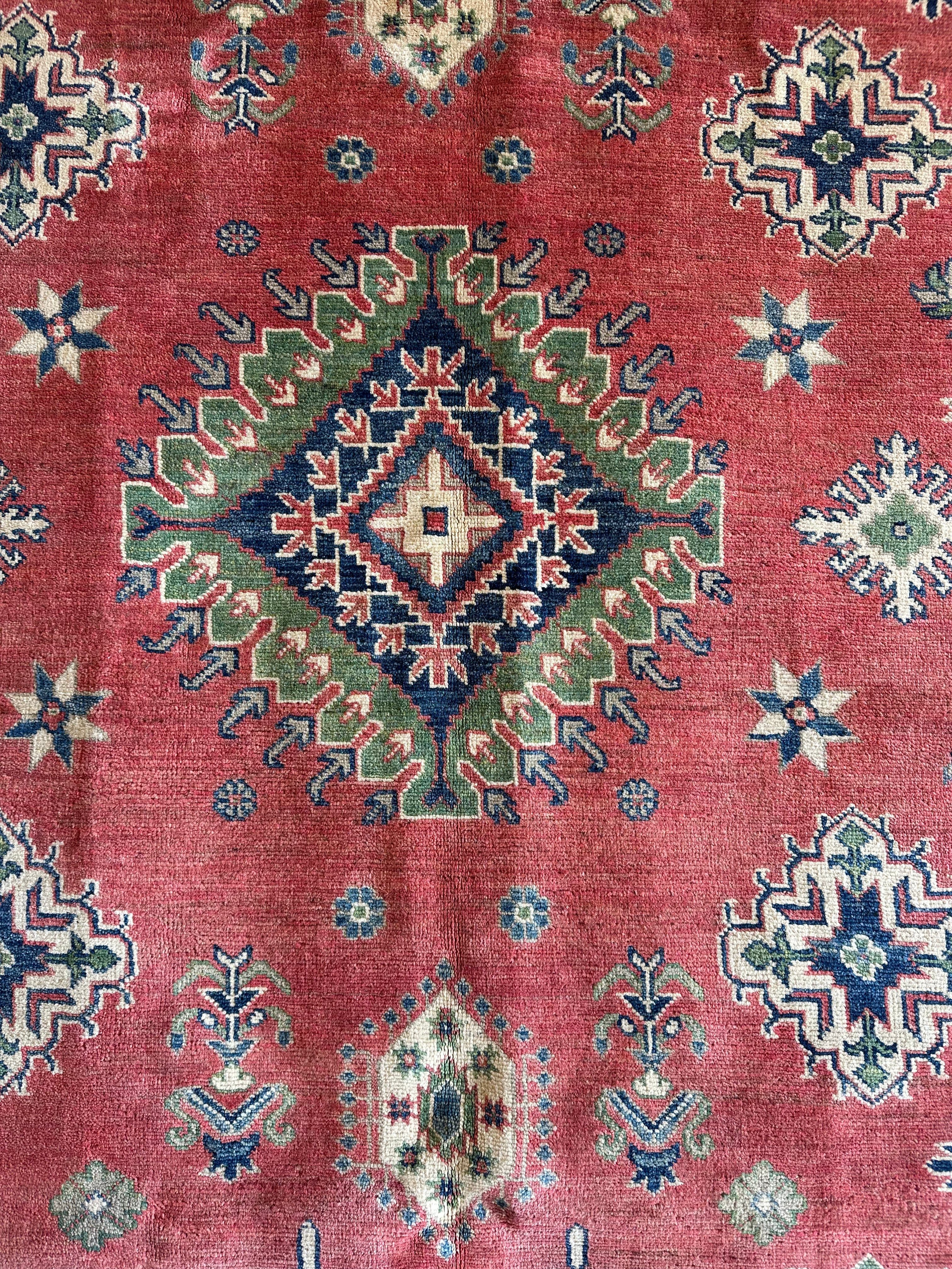 Mallory Hoff 6x8.7 Red Hand-Knotted Kazak Rug