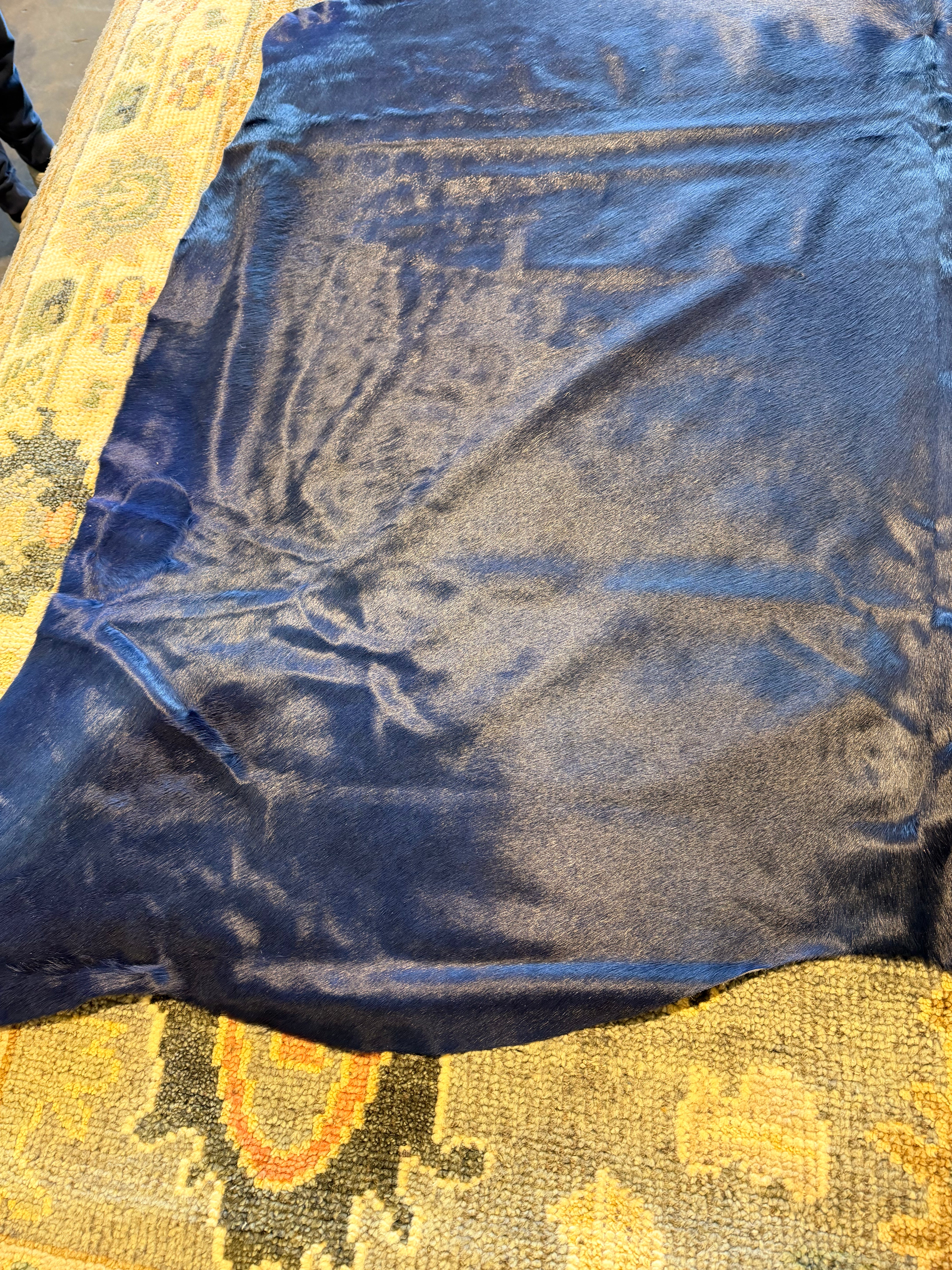 Solid Dark Blue 6.8x6.10 Large Cowhide Rug