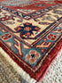 Michelle Fisichella 3.2x4.9 Red Hand-Knotted Kazak Rug