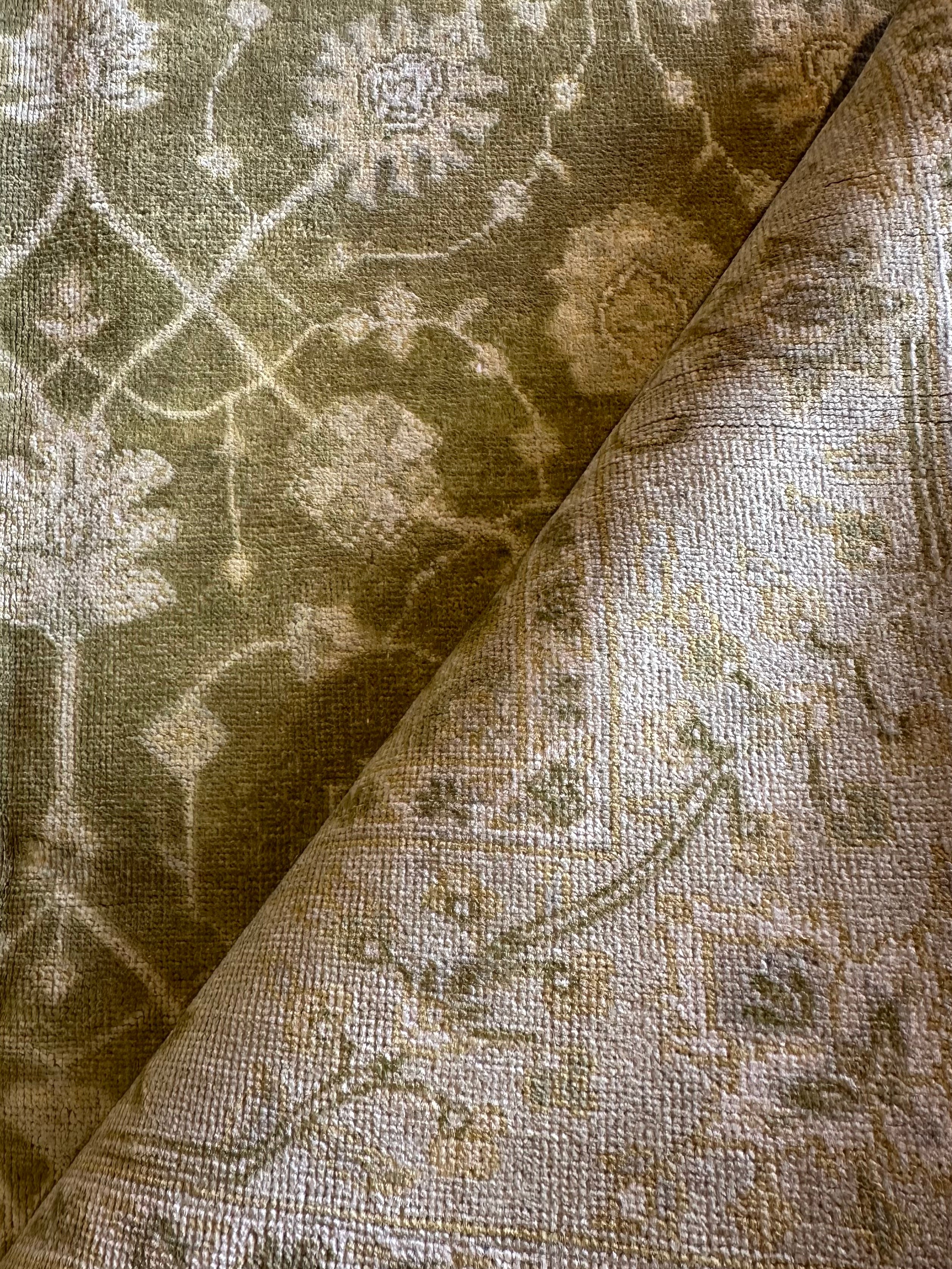 Clara Gilchrist 5.1x7.9 Green Hand-Knotted Ziegler Rug