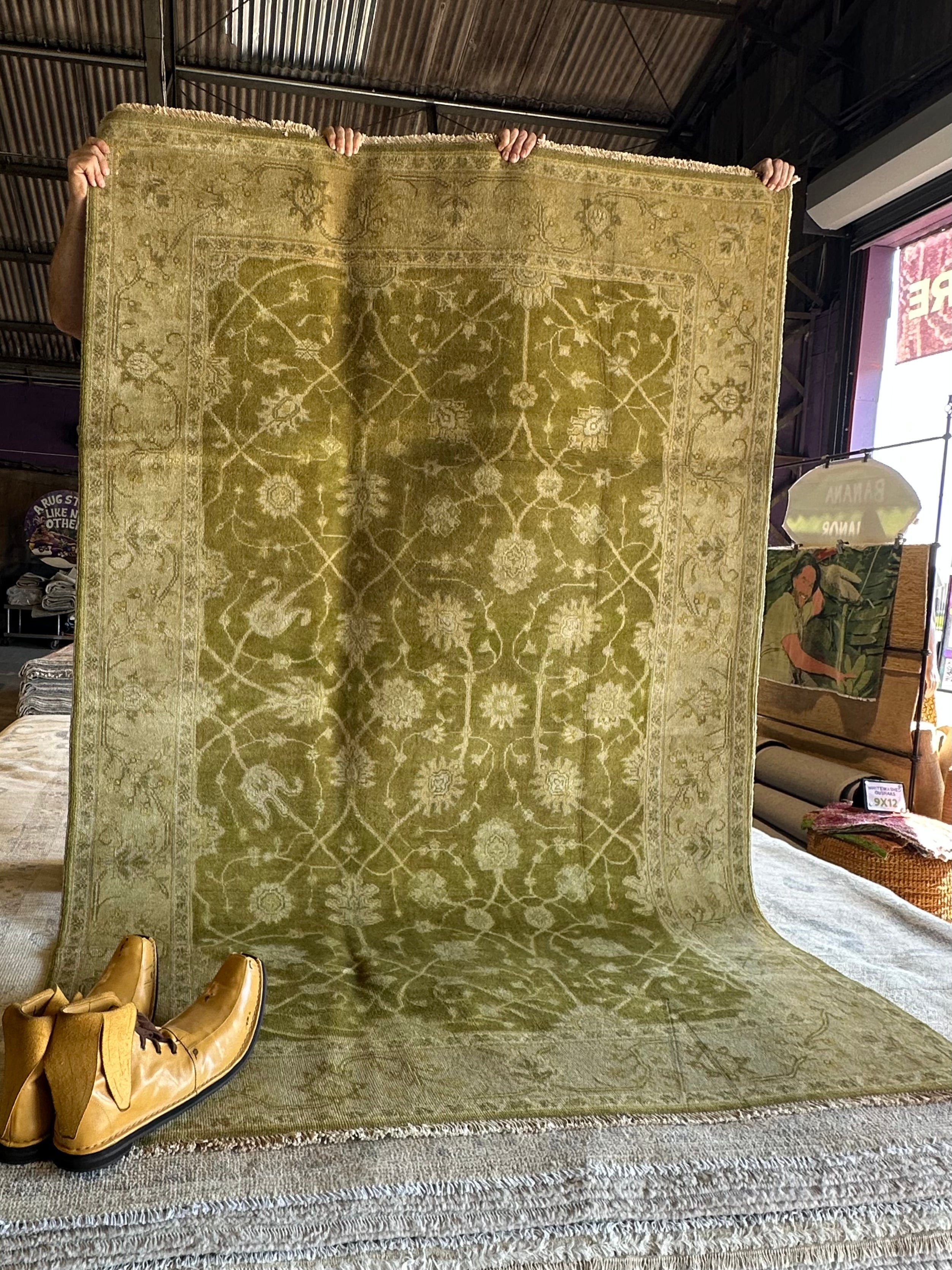 Clara Gilchrist 5.1x7.9 Green Hand-Knotted Ziegler Rug