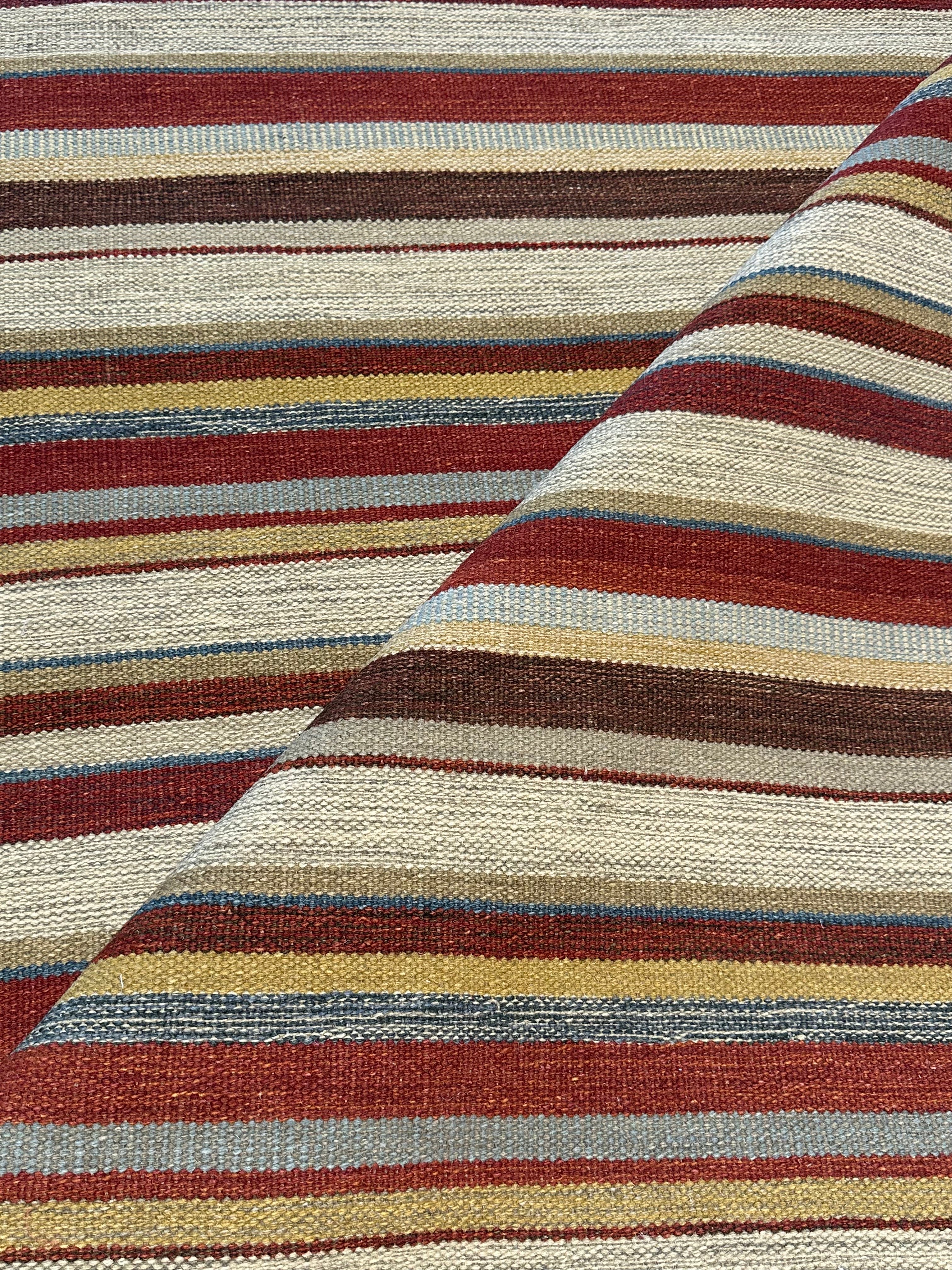 Tomas Toronto 6.9x8.6 Brown Striped Handwoven Modern Rug