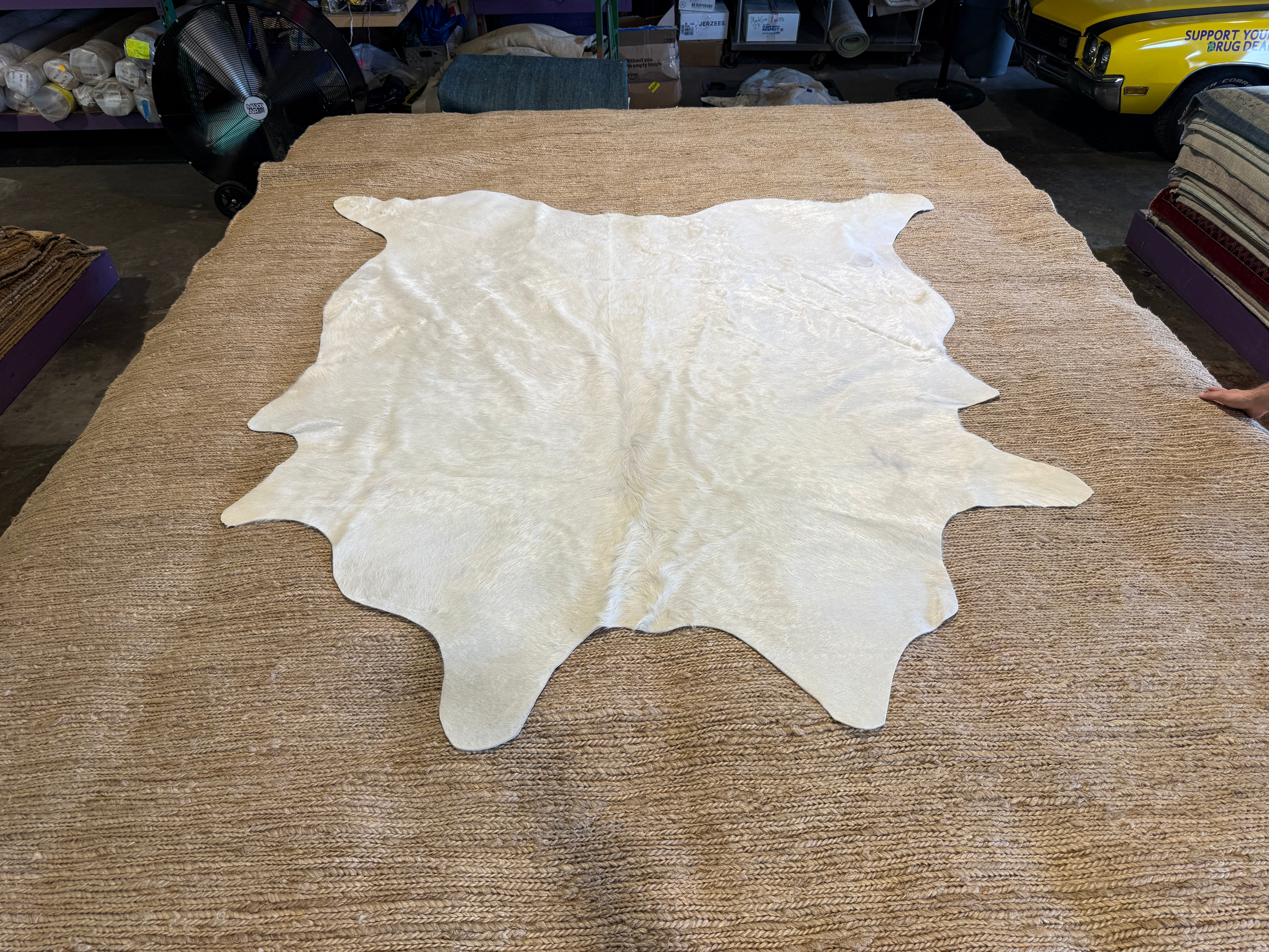 Ivory White 6.5x7.2 Cowhide Rug