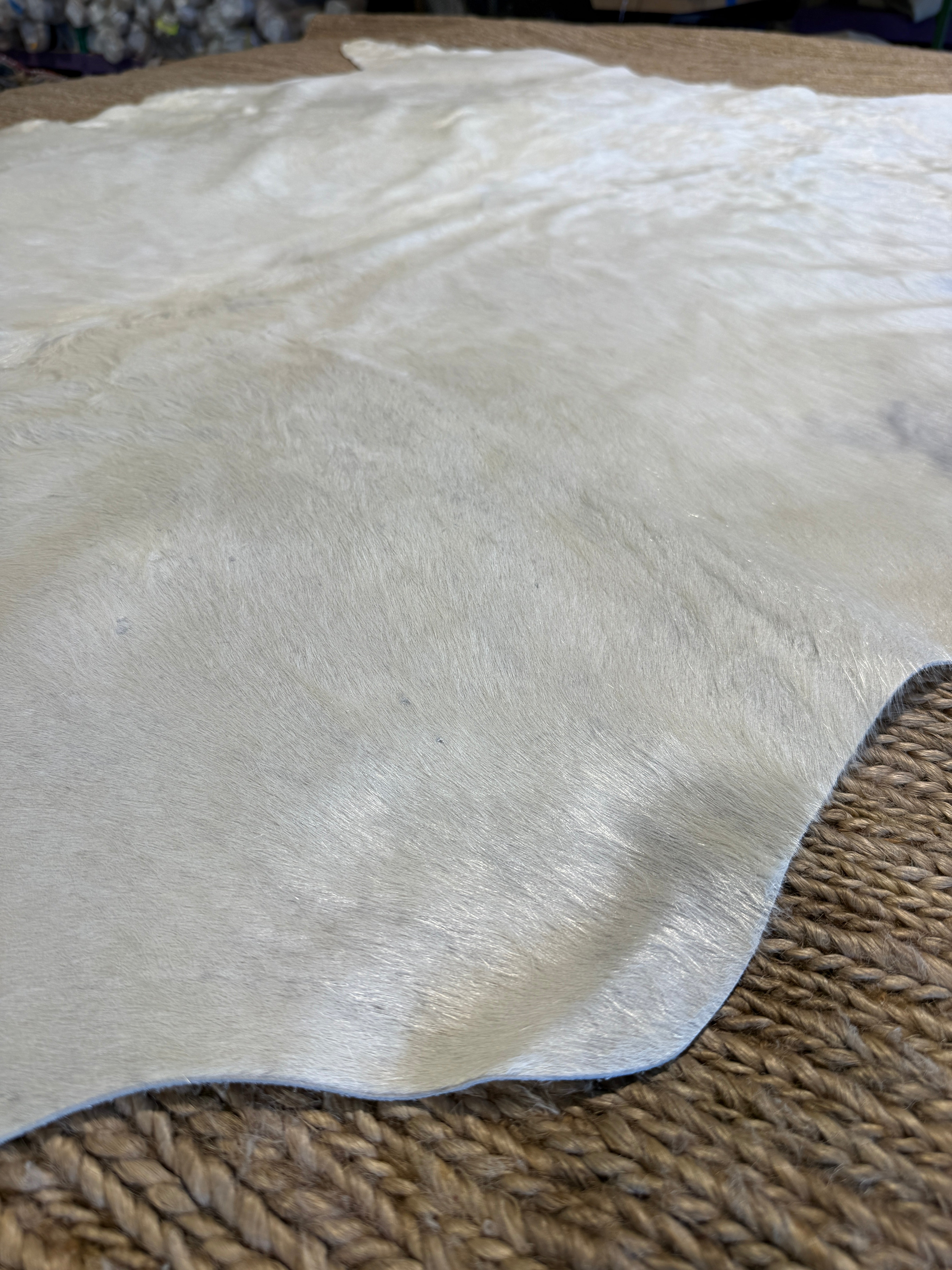 Ivory White 6.5x7.2 Cowhide Rug