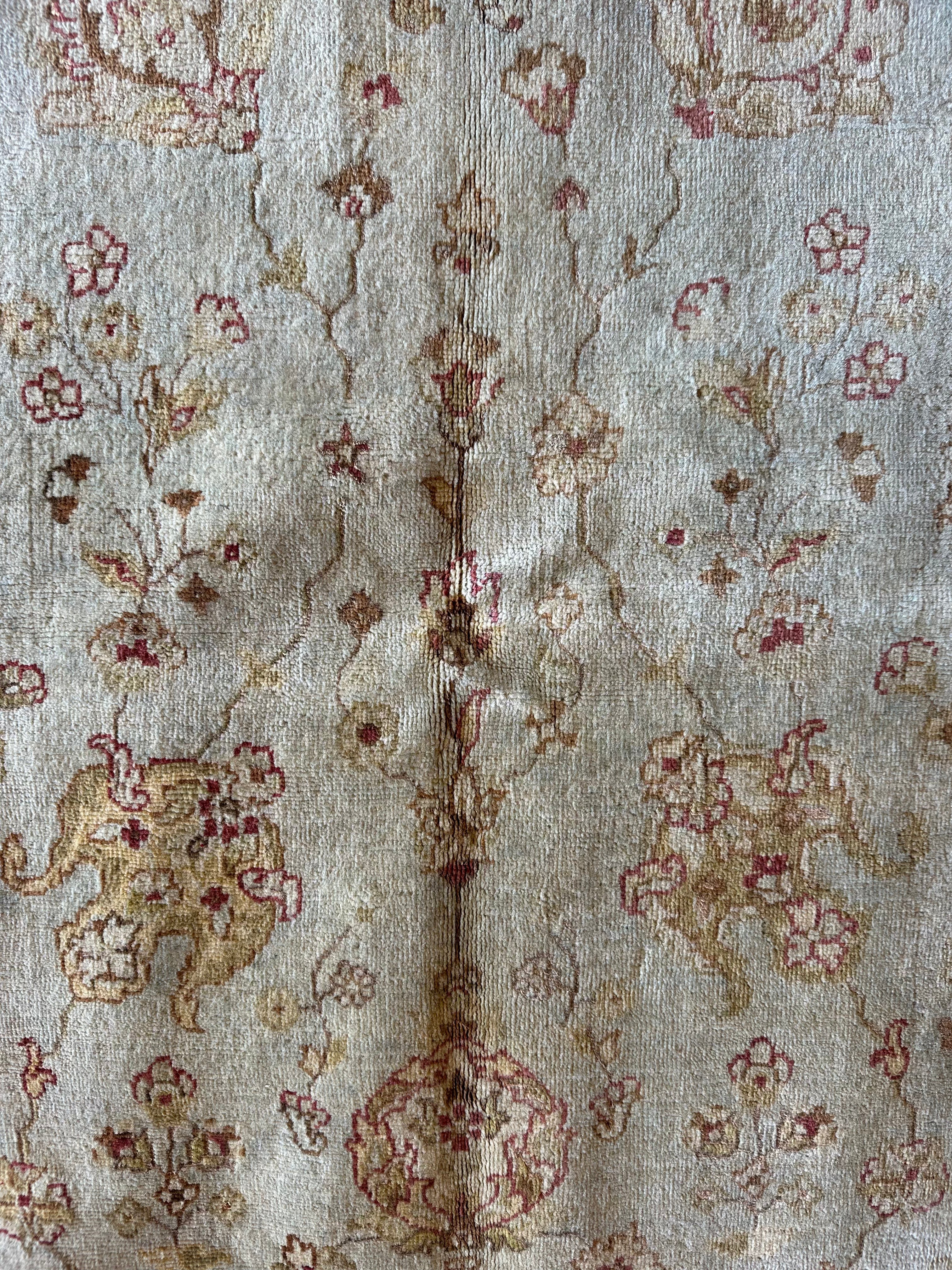 Genevieve Kane 5.9x8.9 Light Blue Hand-Knotted Ziegler Rug