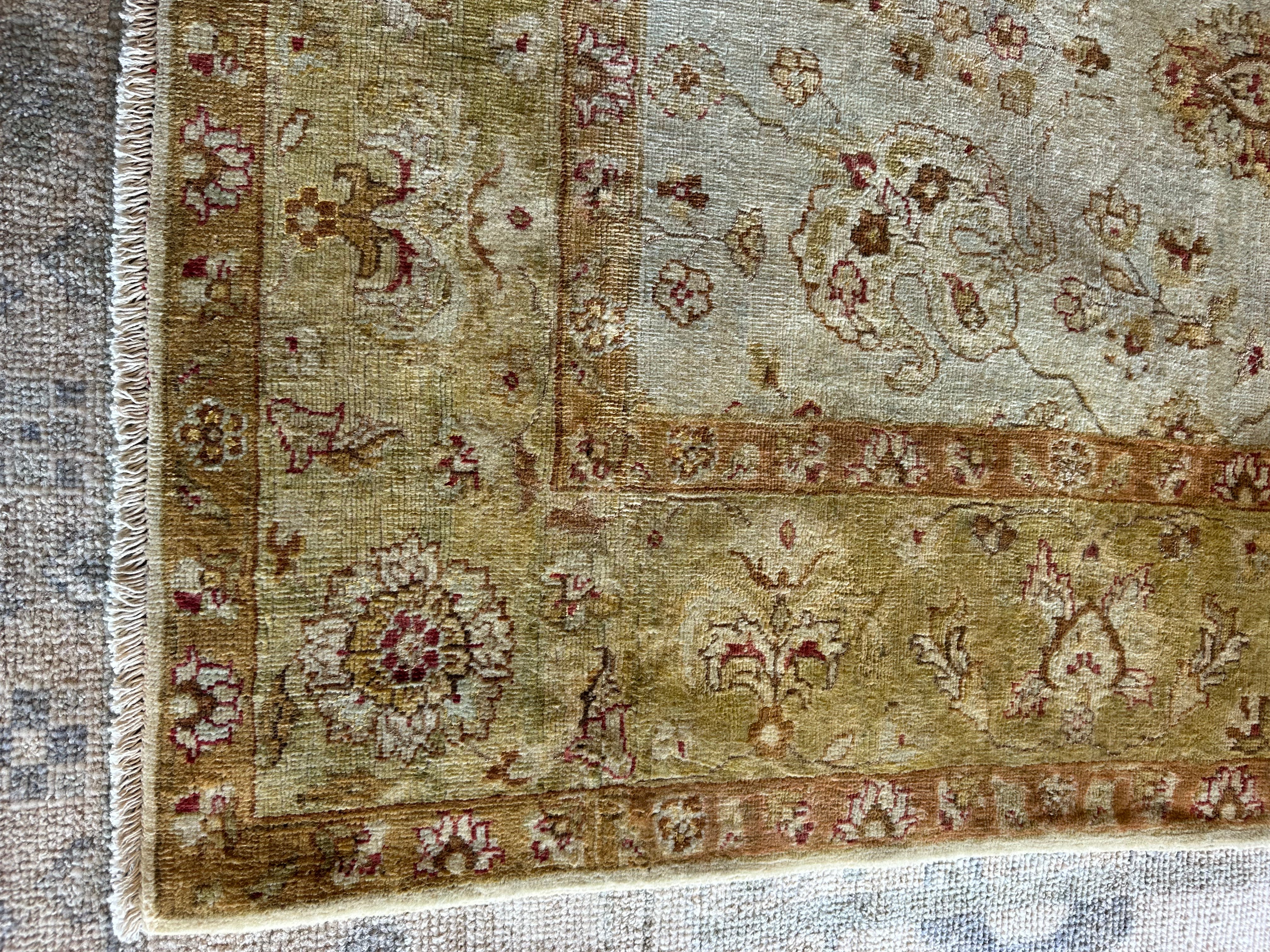 Genevieve Kane 5.9x8.9 Light Blue Hand-Knotted Ziegler Rug