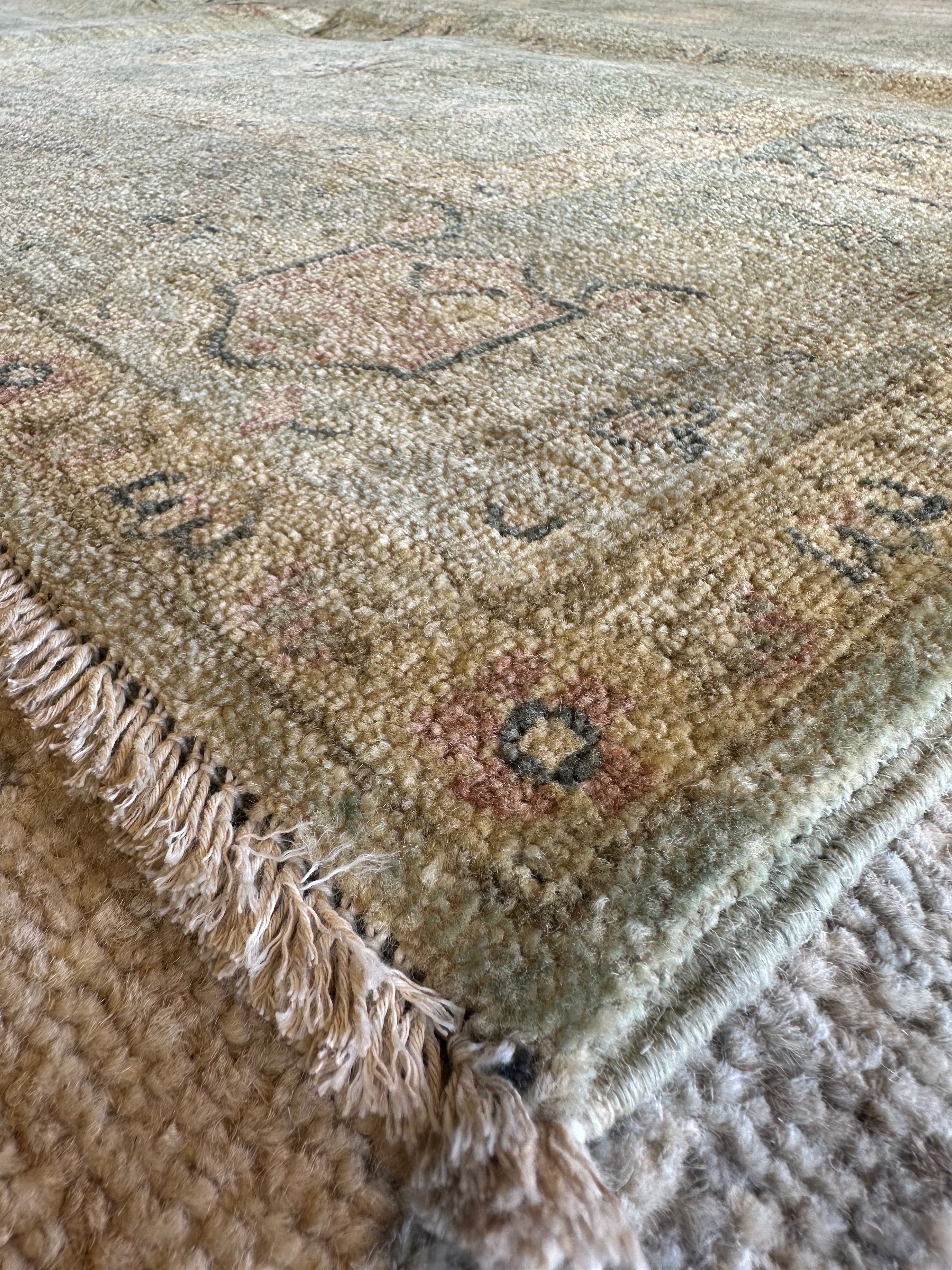 Morgan Nalley 5.4x7.9 Beige Hand-Knotted Ziegler Rug