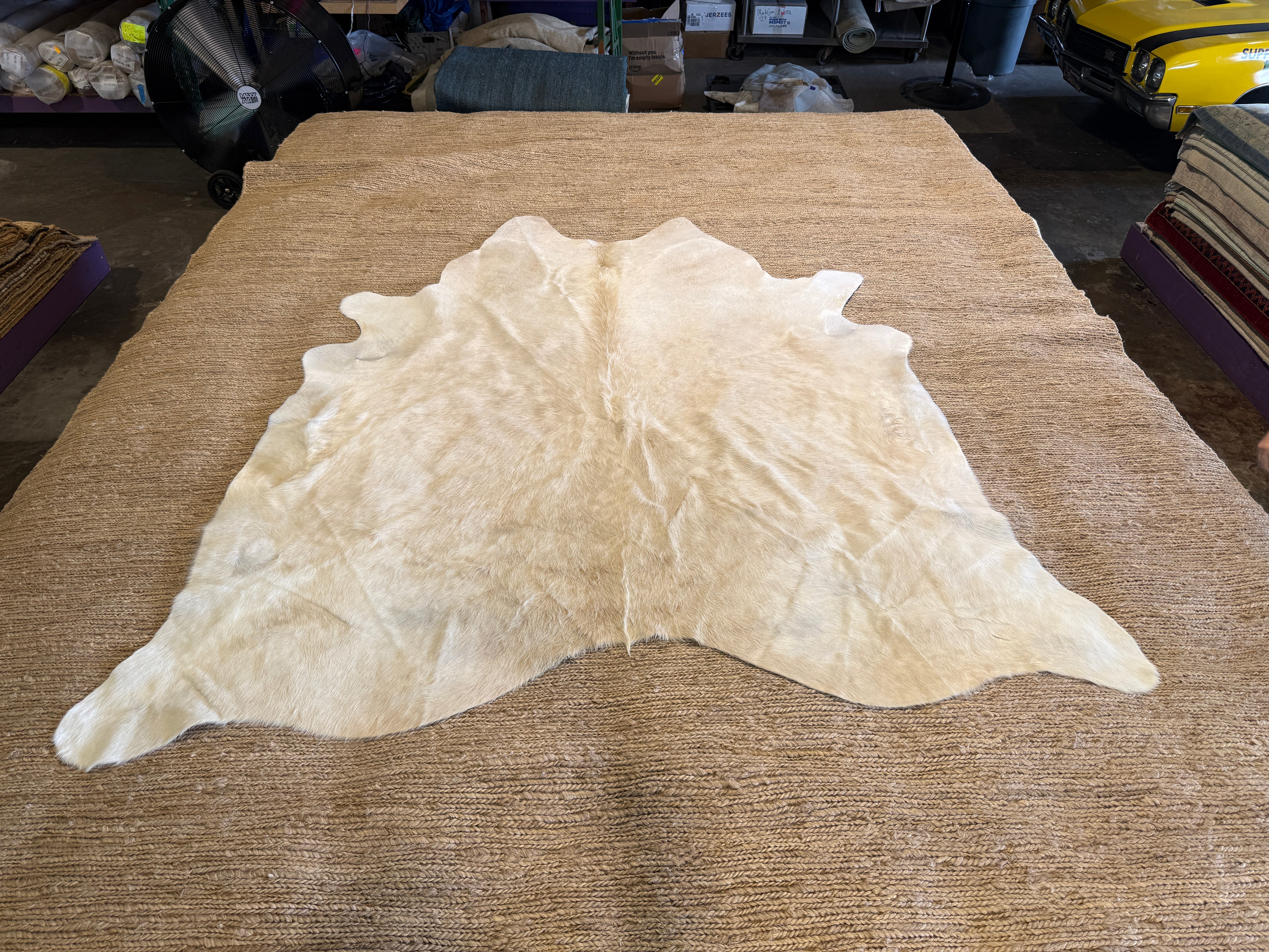 Solid Beige 6.5x6.11 Cowhide Rug