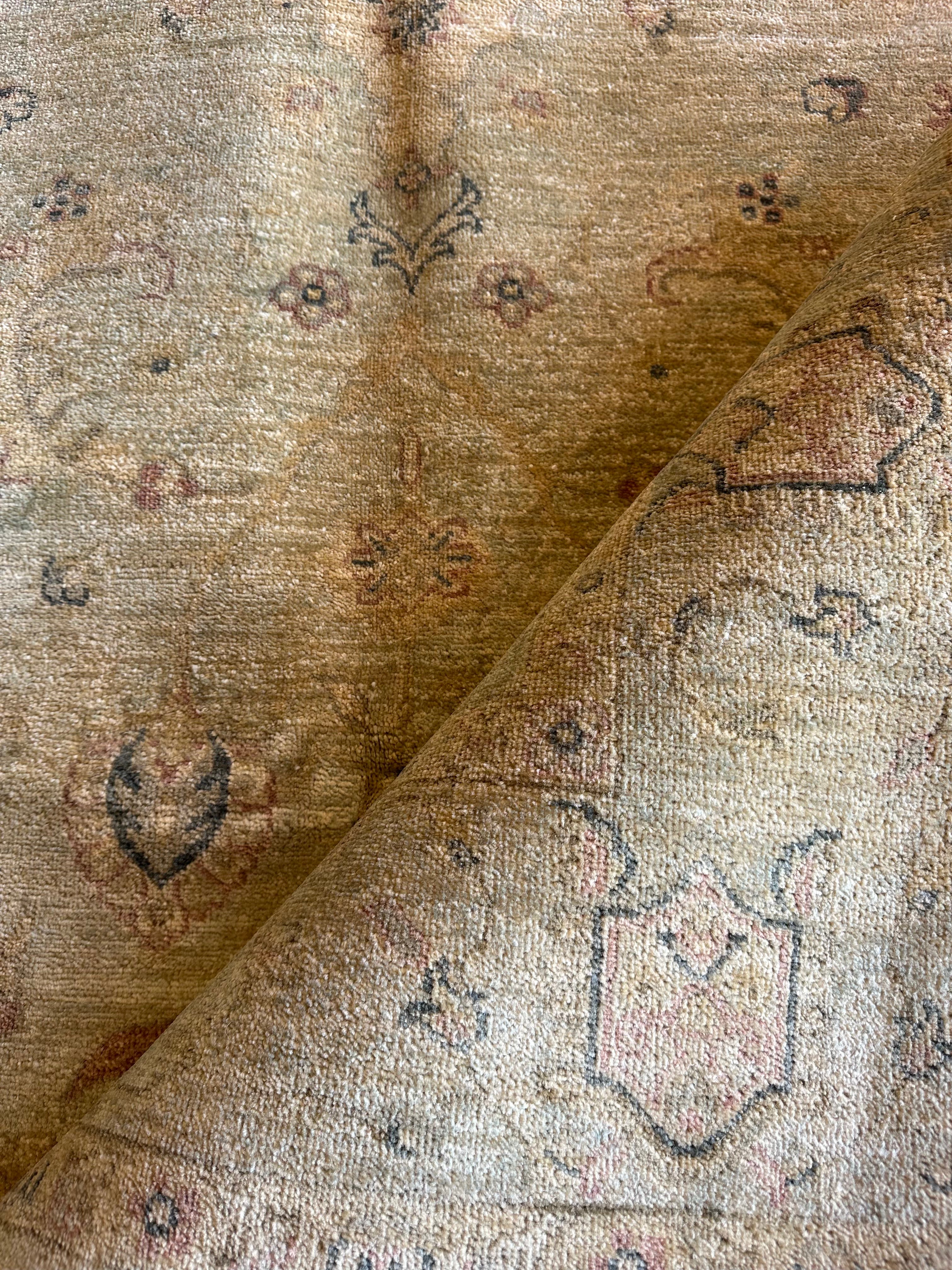 Morgan Nalley 5.4x7.9 Beige Hand-Knotted Ziegler Rug