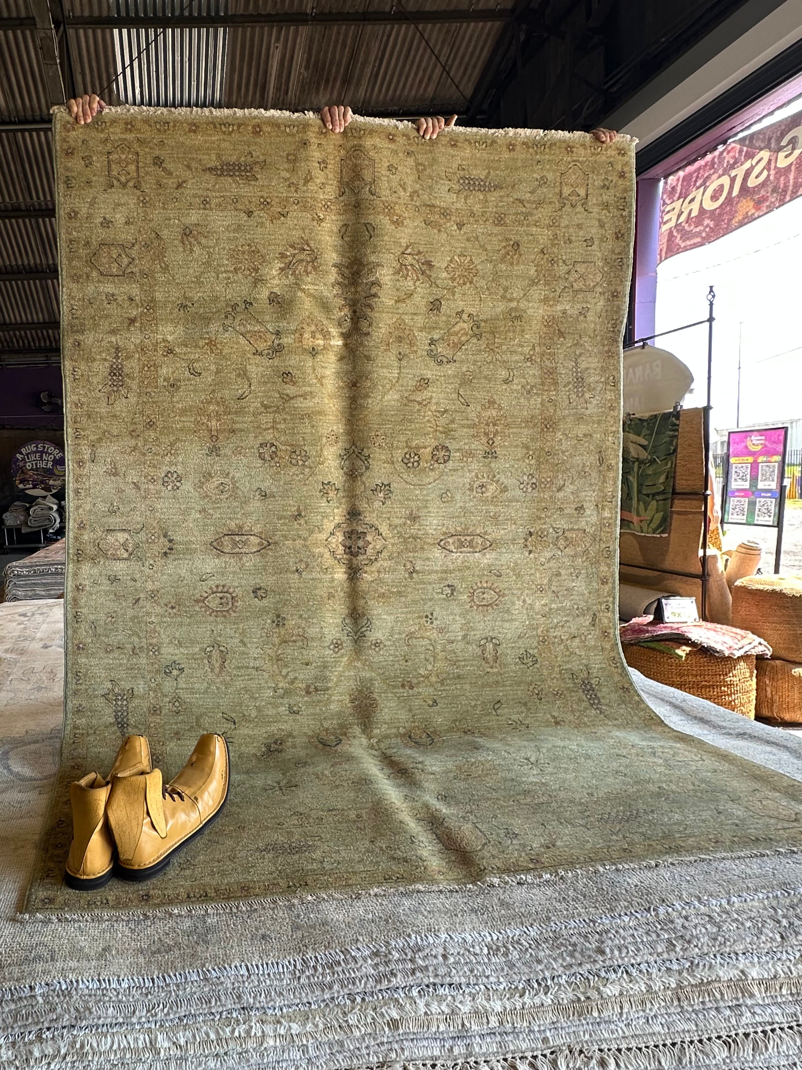 Morgan Nalley 5.4x7.9 Beige Hand-Knotted Ziegler Rug