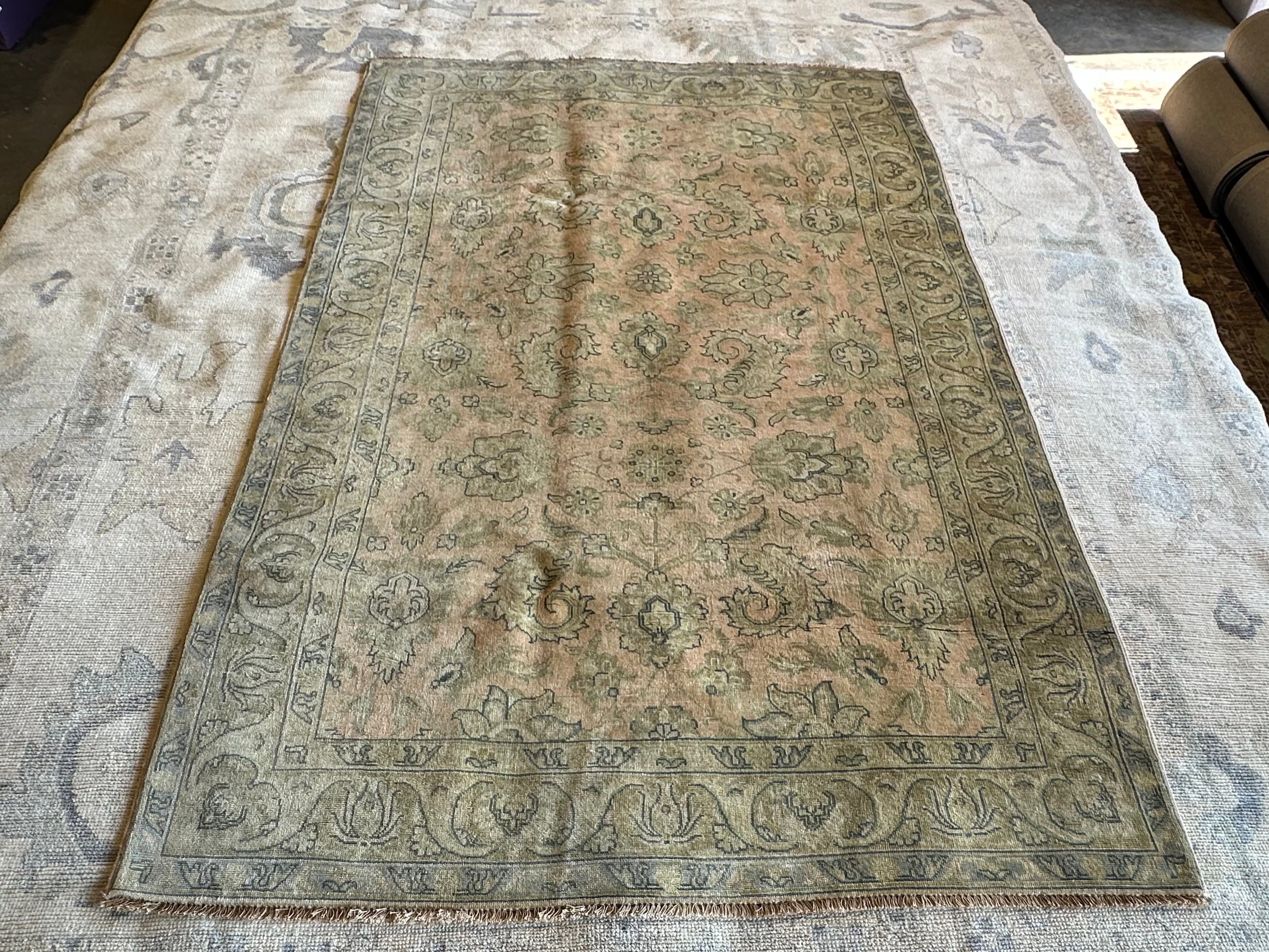 Arischa Conner 4.10x7.7 Pink Hand-Knotted Ziegler Rug