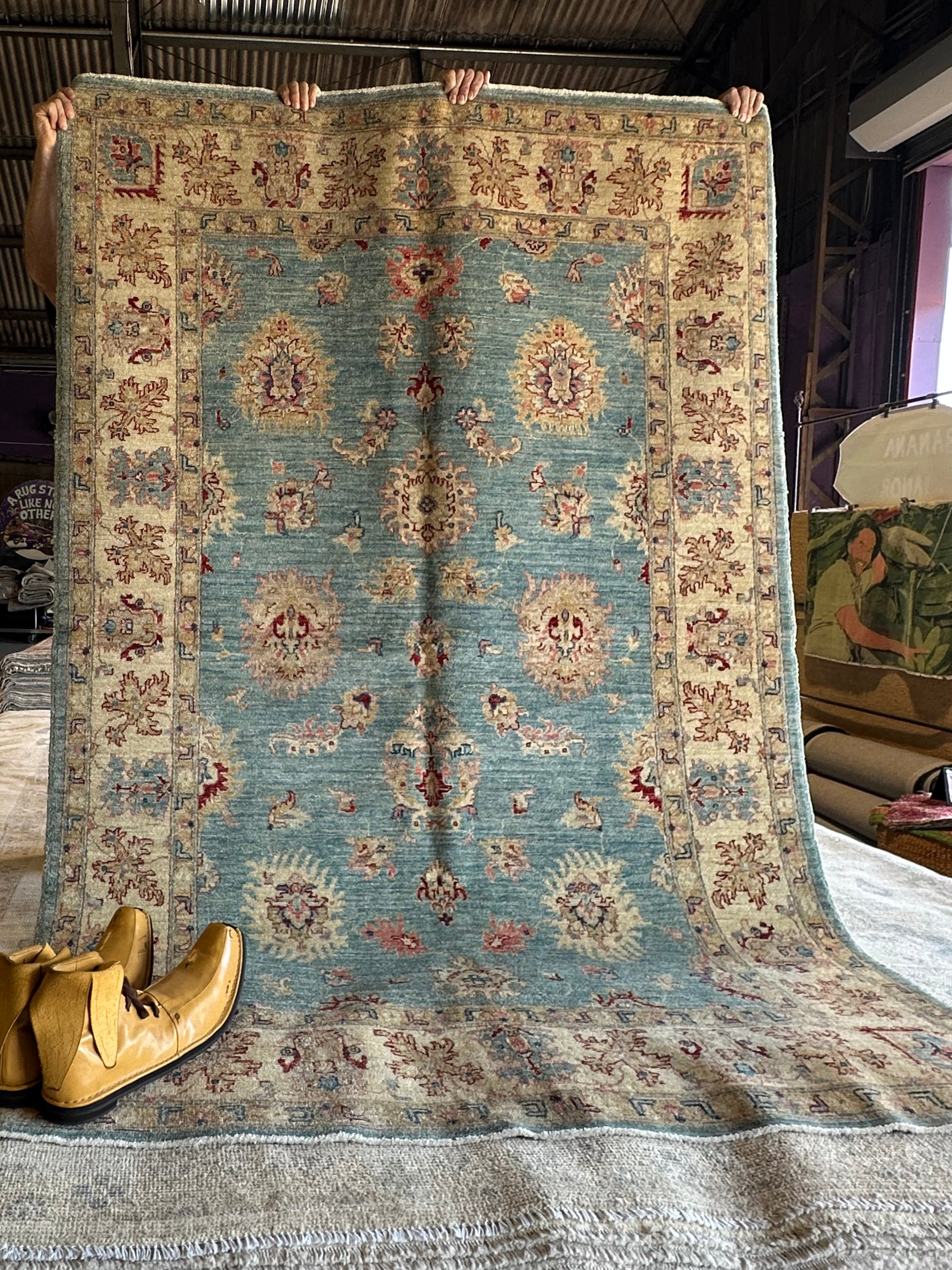 Lisa Poe 4.11x7.5 Blue Hand-Knotted Farhan Rug