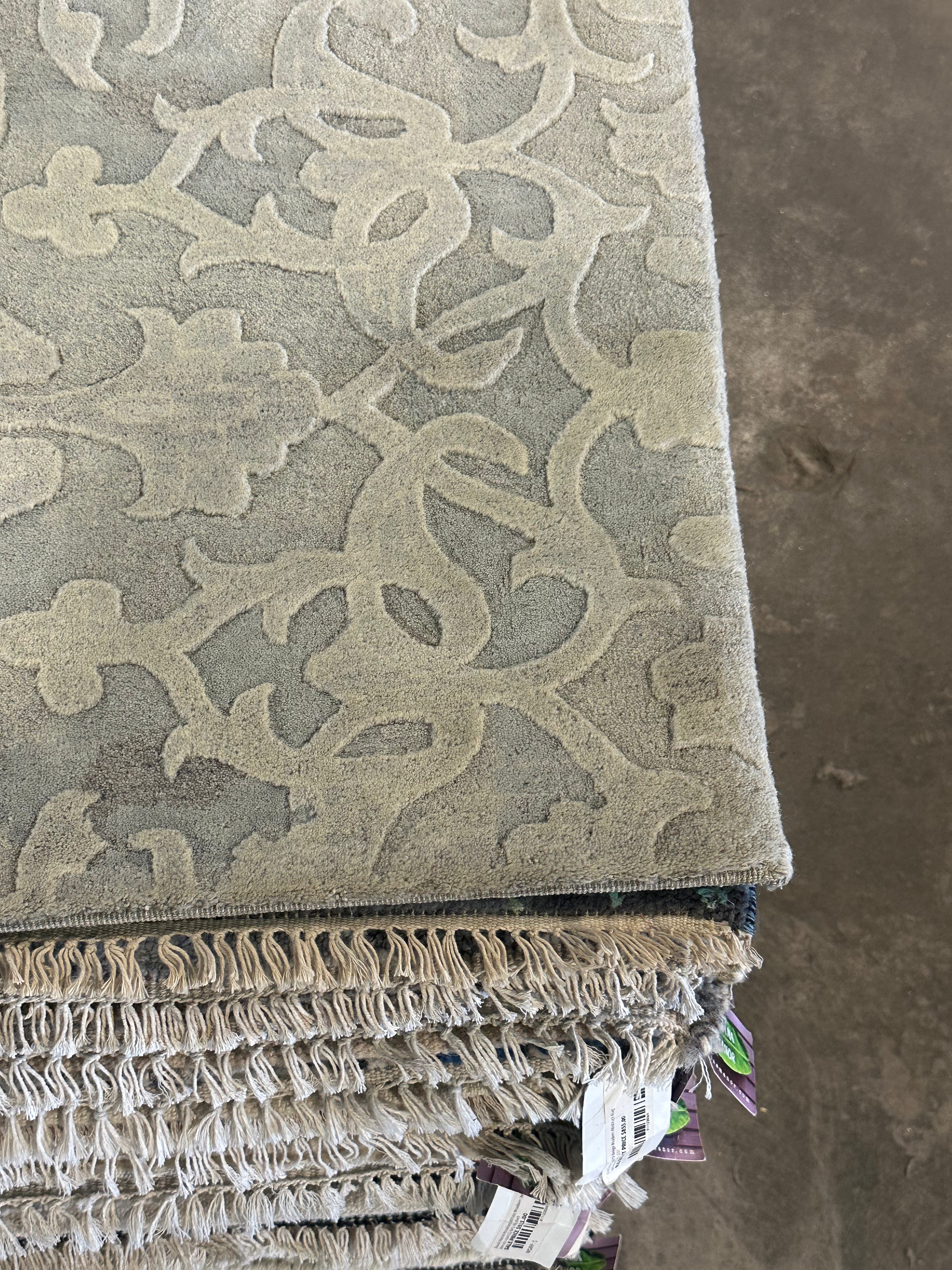 Frankie 6.6x9 Grey Hand-Knotted Modern Abstract Rug