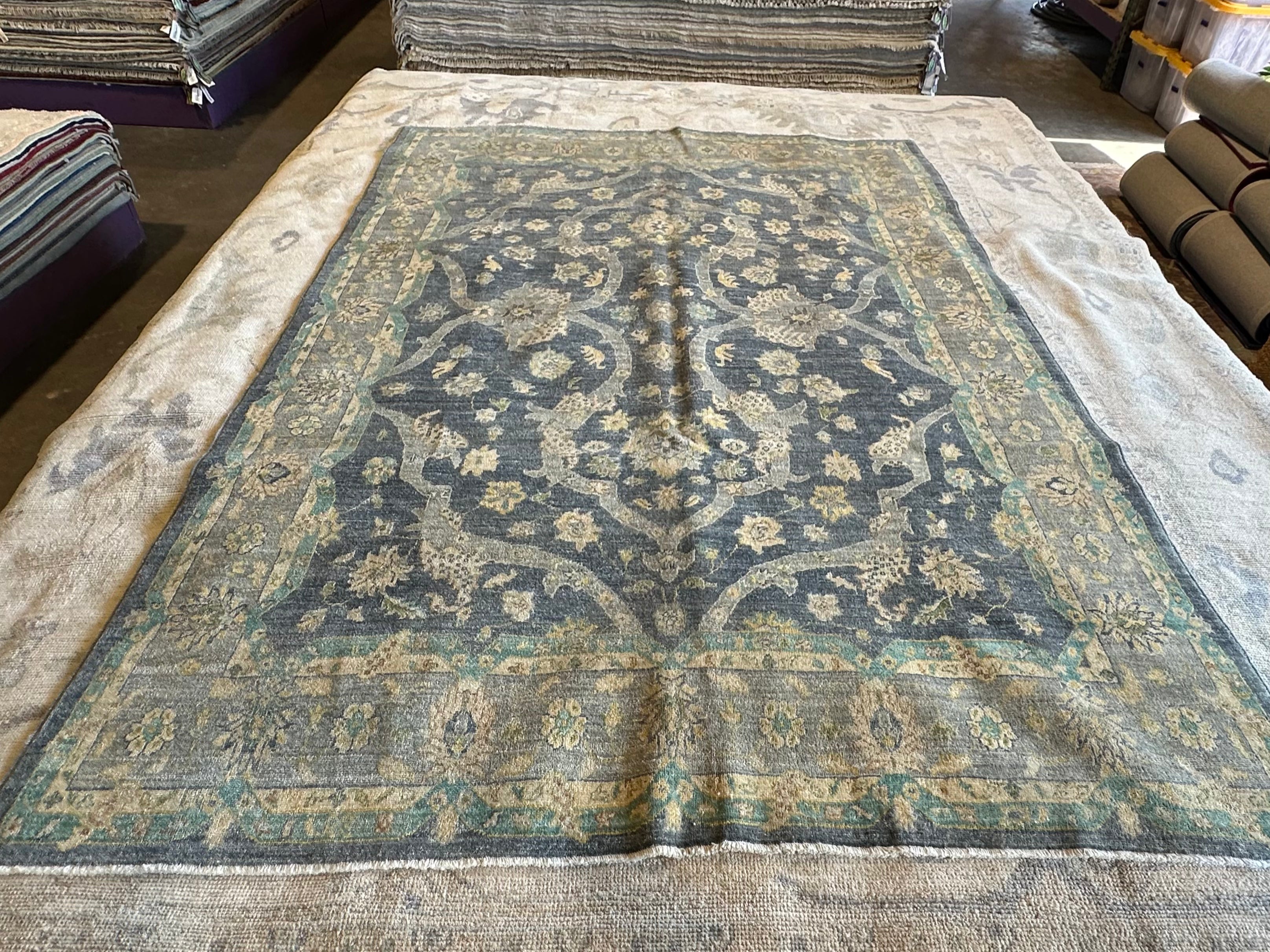 Shannon Beshears 6x8.6 Blue Hand-Knotted Farhan Rug