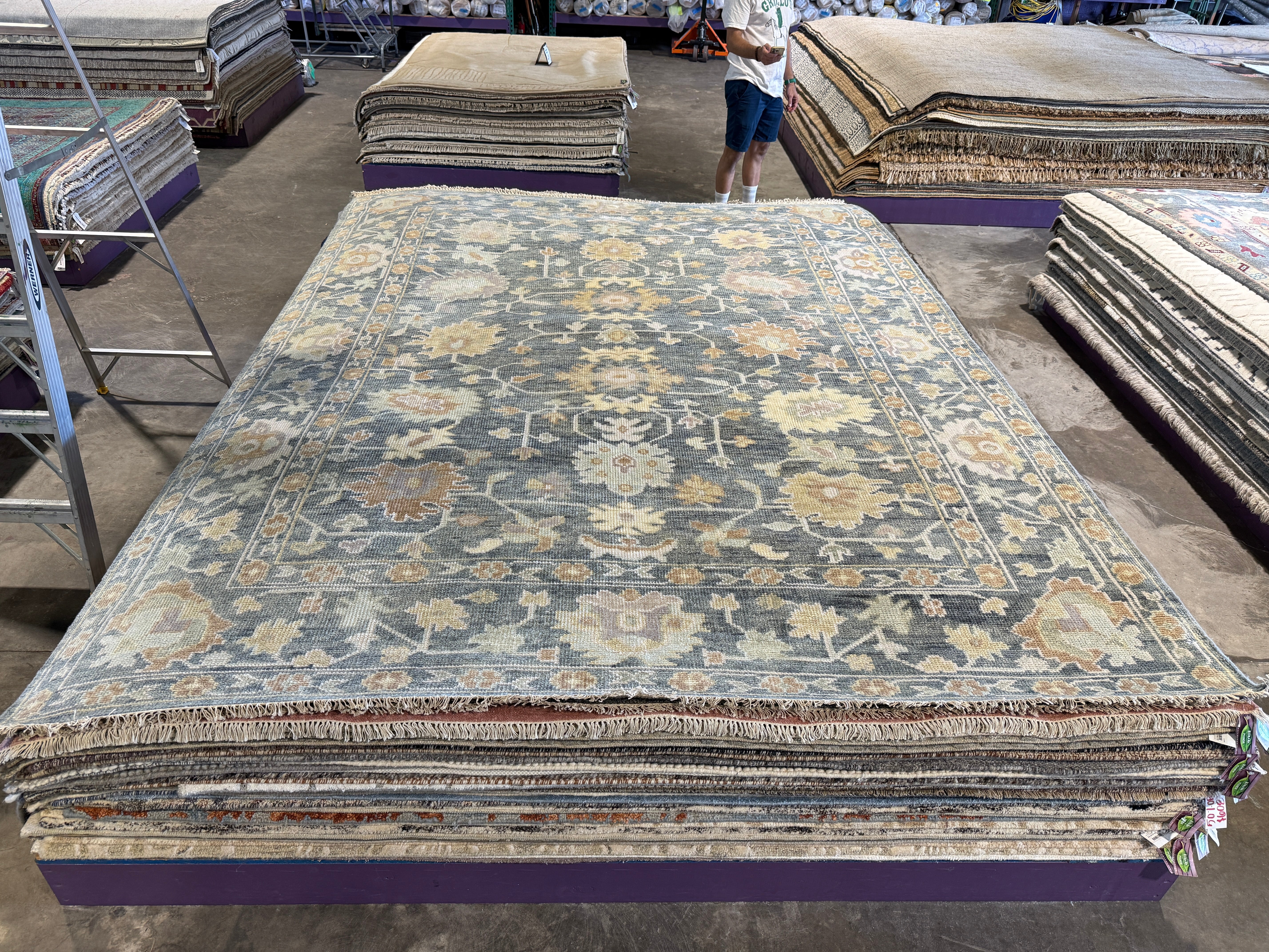 Tina Chow 9x12 Grey Hand-Knotted Oushak Rug