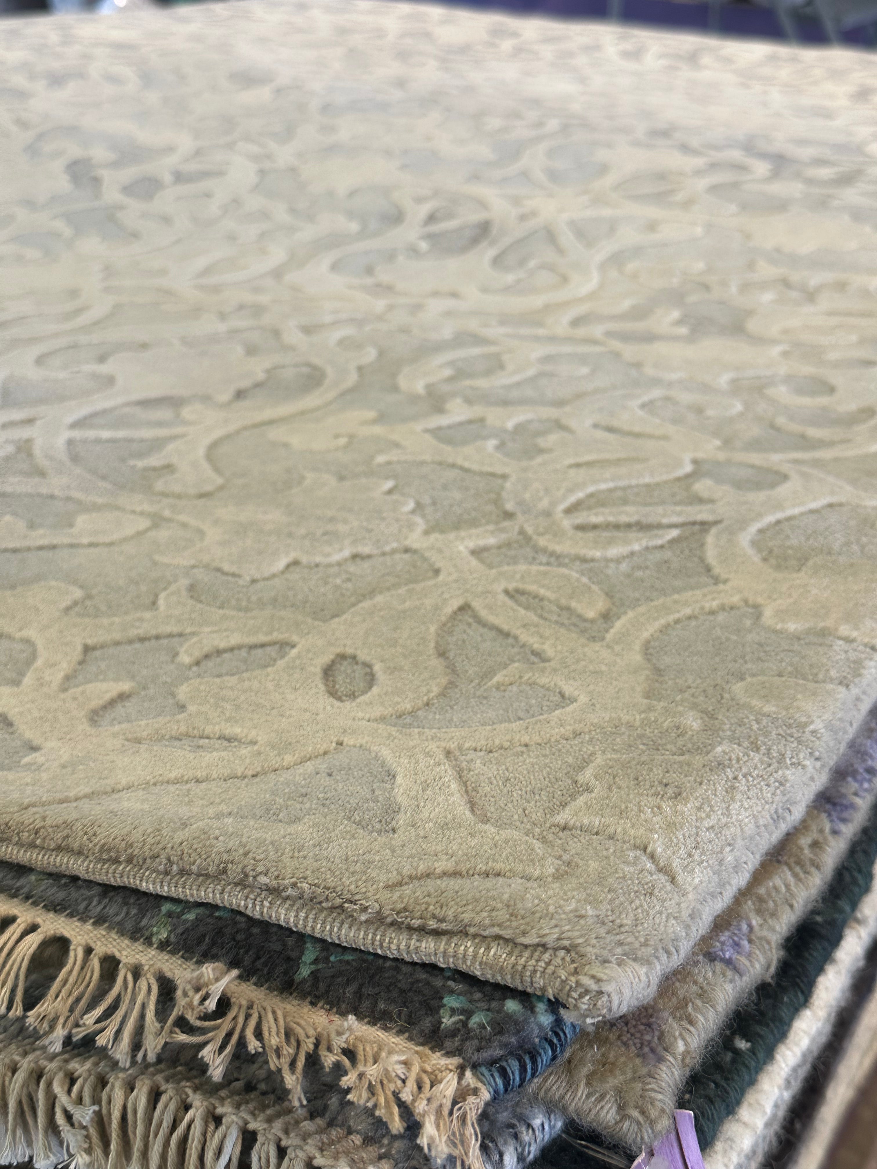 Frankie 6.6x9 Grey Hand-Knotted Modern Abstract Rug