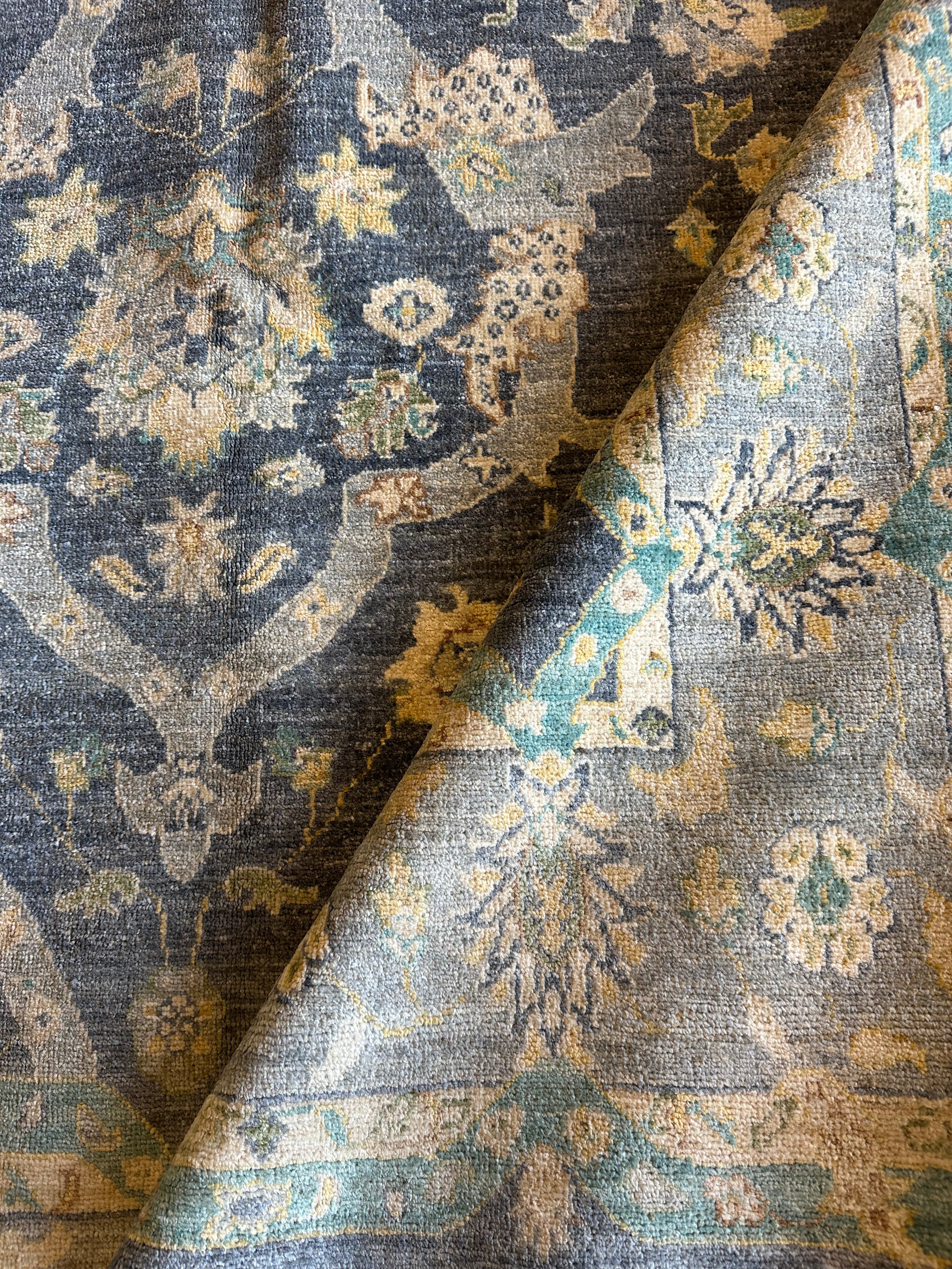 Shannon Beshears 6x8.6 Blue Hand-Knotted Farhan Rug