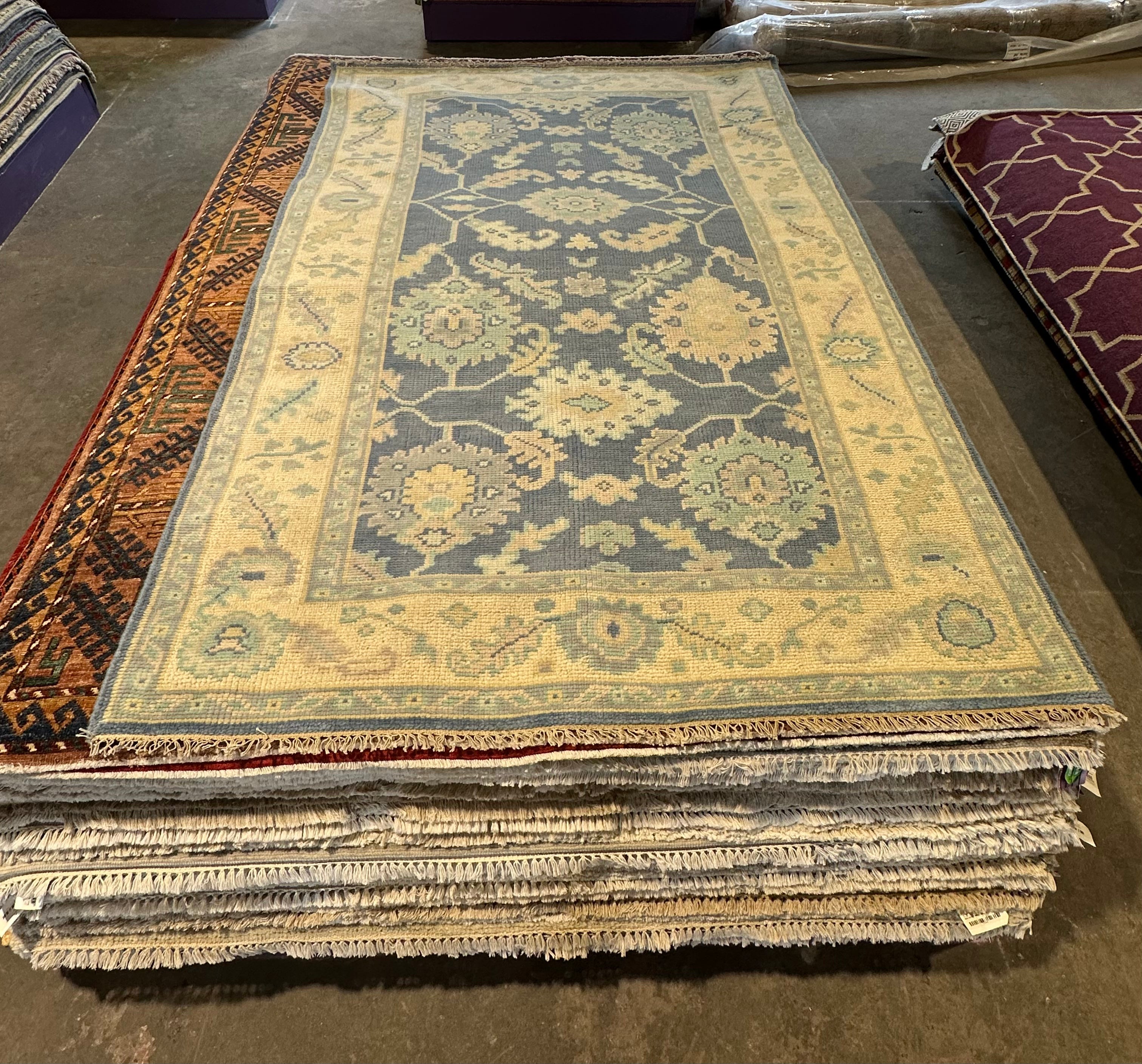 Dr. Wendy Chin 5.3x8 Blue Hand-Knotted Oushak
