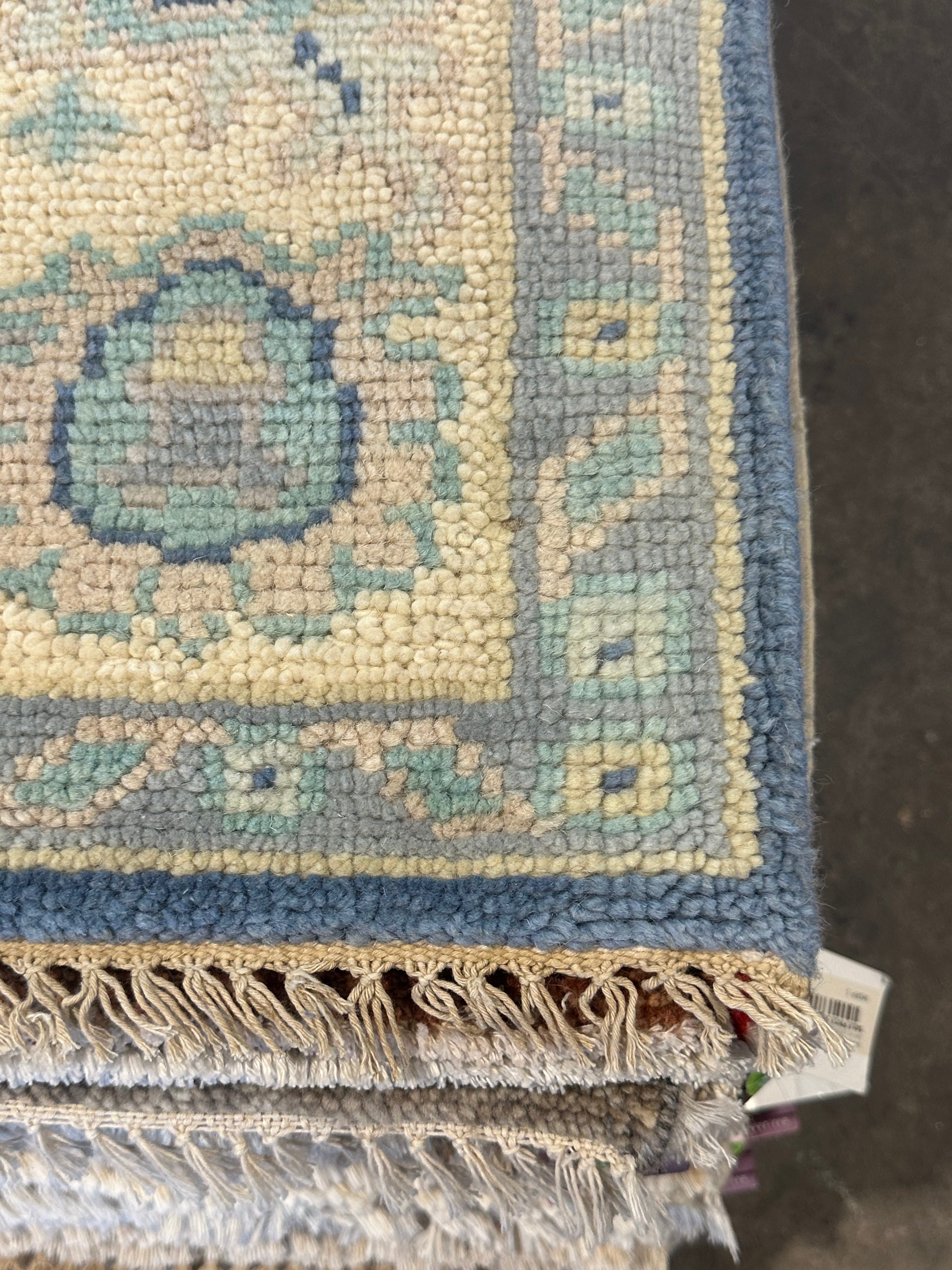 Dr. Wendy Chin 5.3x8 Blue Hand-Knotted Oushak
