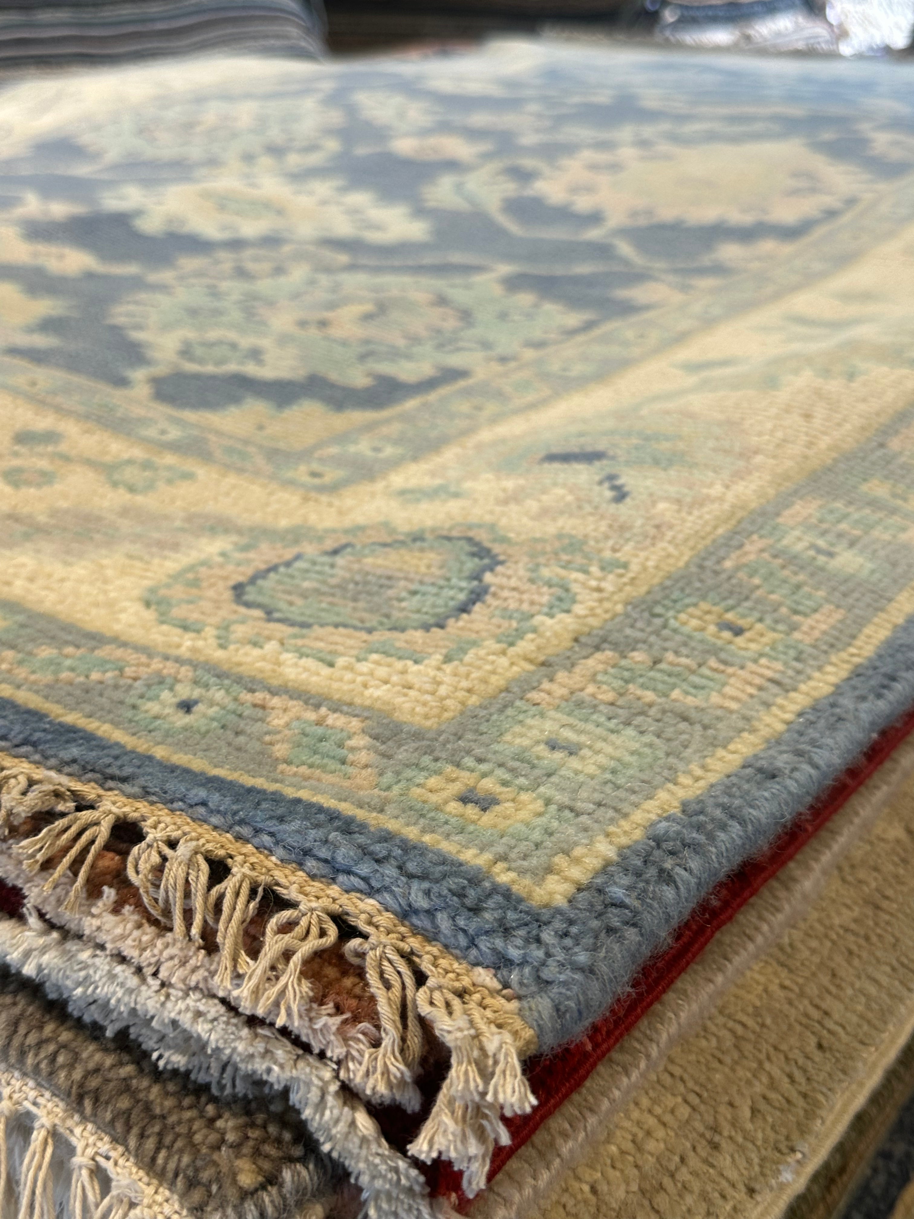 Dr. Wendy Chin 5.3x8 Blue Hand-Knotted Oushak