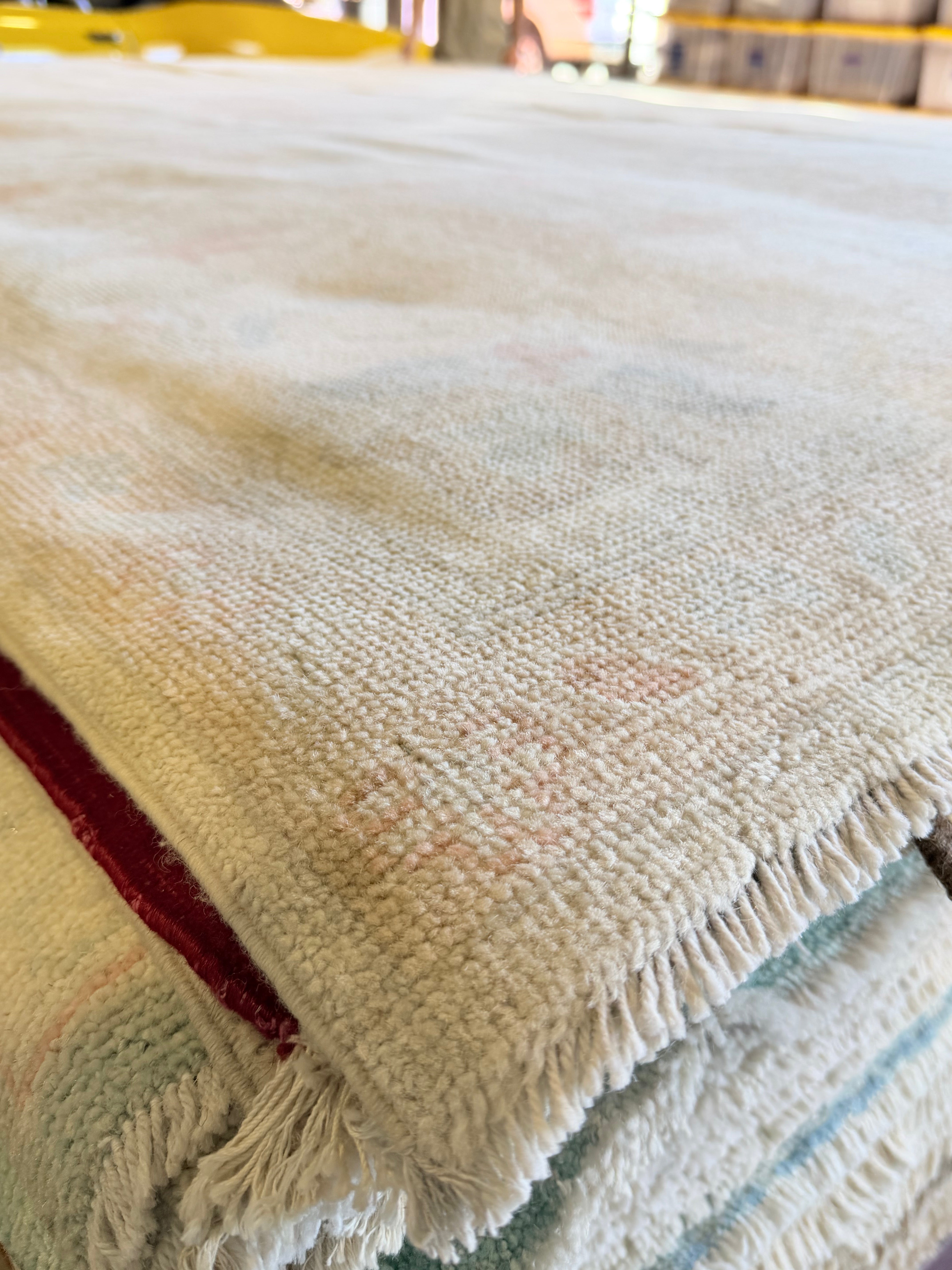 Zoë Barrett-Wood 10x13.10 Cream Multi Afghani Whitewashed Oushak