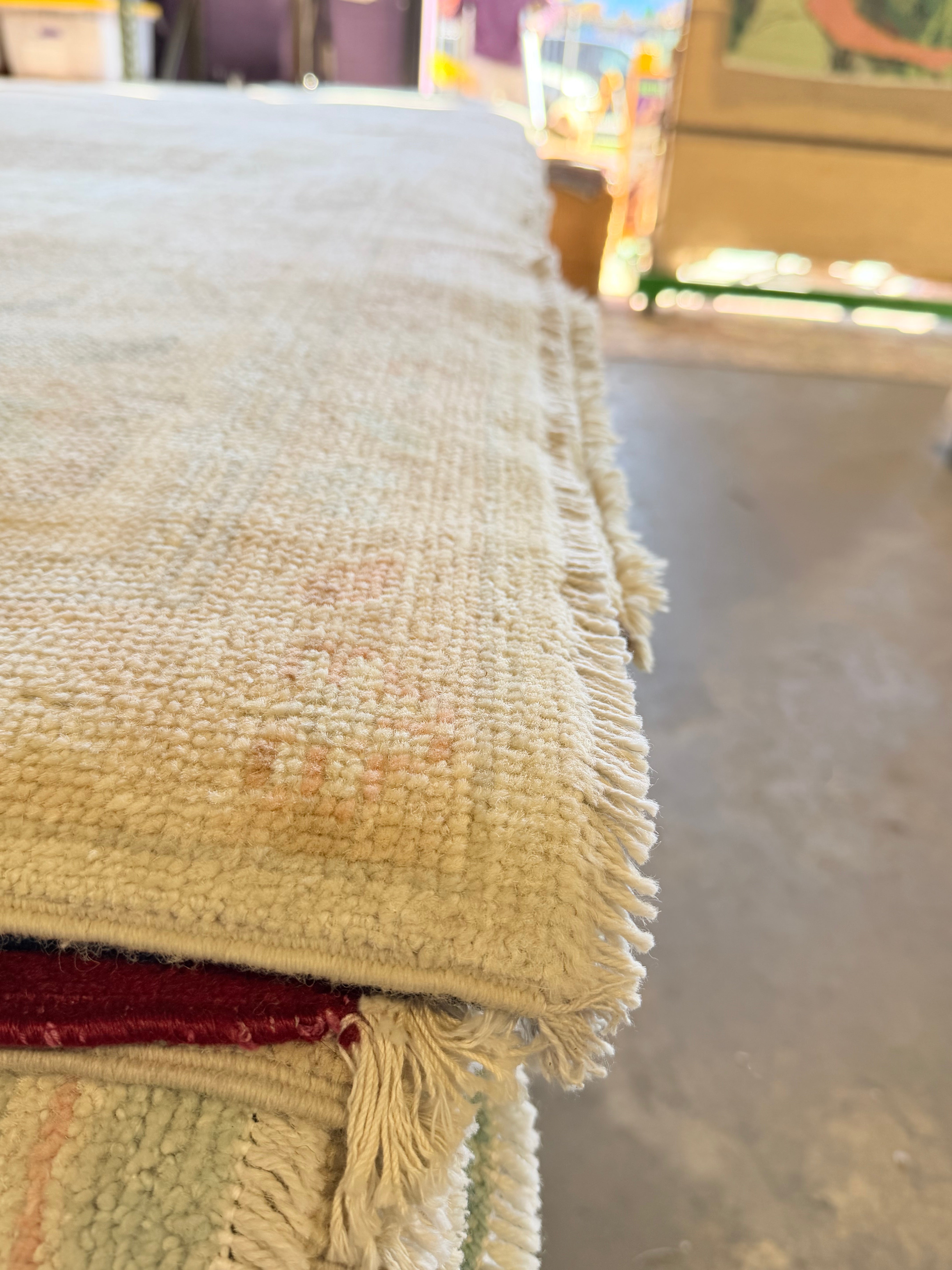 Zoë Barrett-Wood 10x13.10 Cream Multi Afghani Whitewashed Oushak