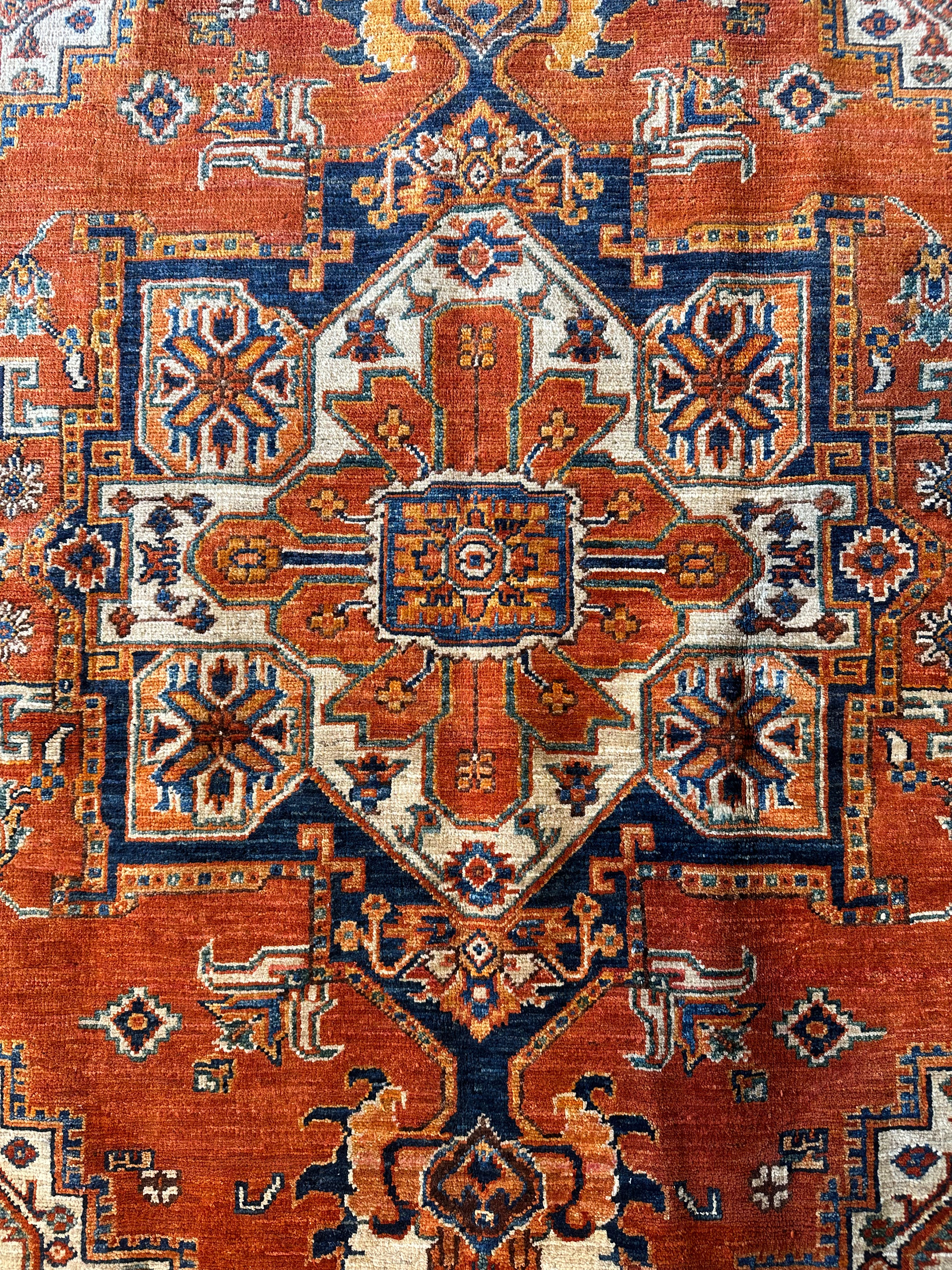 Tina Rowden 5.2x7 Red/Orange Hand-Knotted Humna Rug