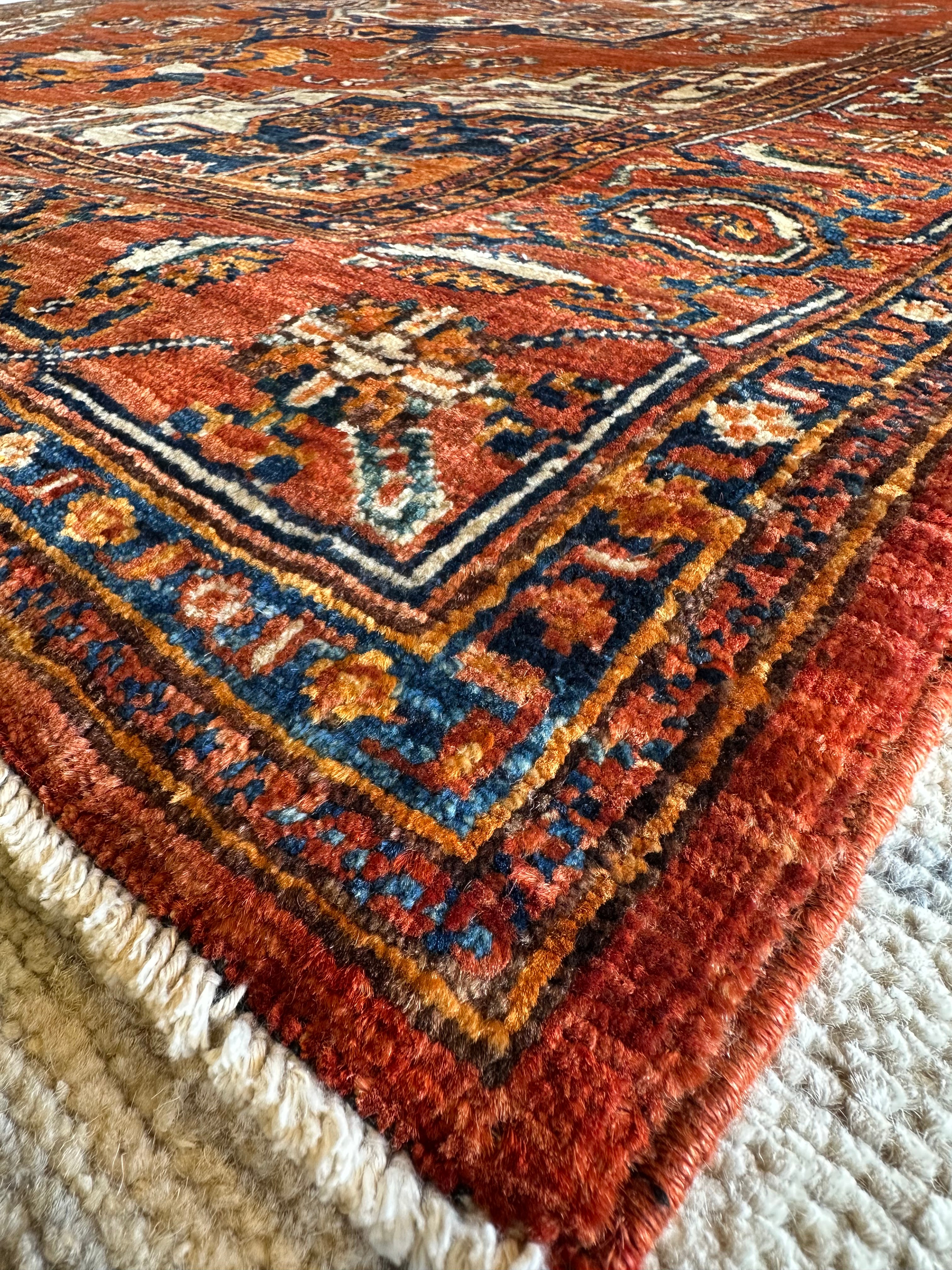 Tina Rowden 5.2x7 Red/Orange Hand-Knotted Humna Rug