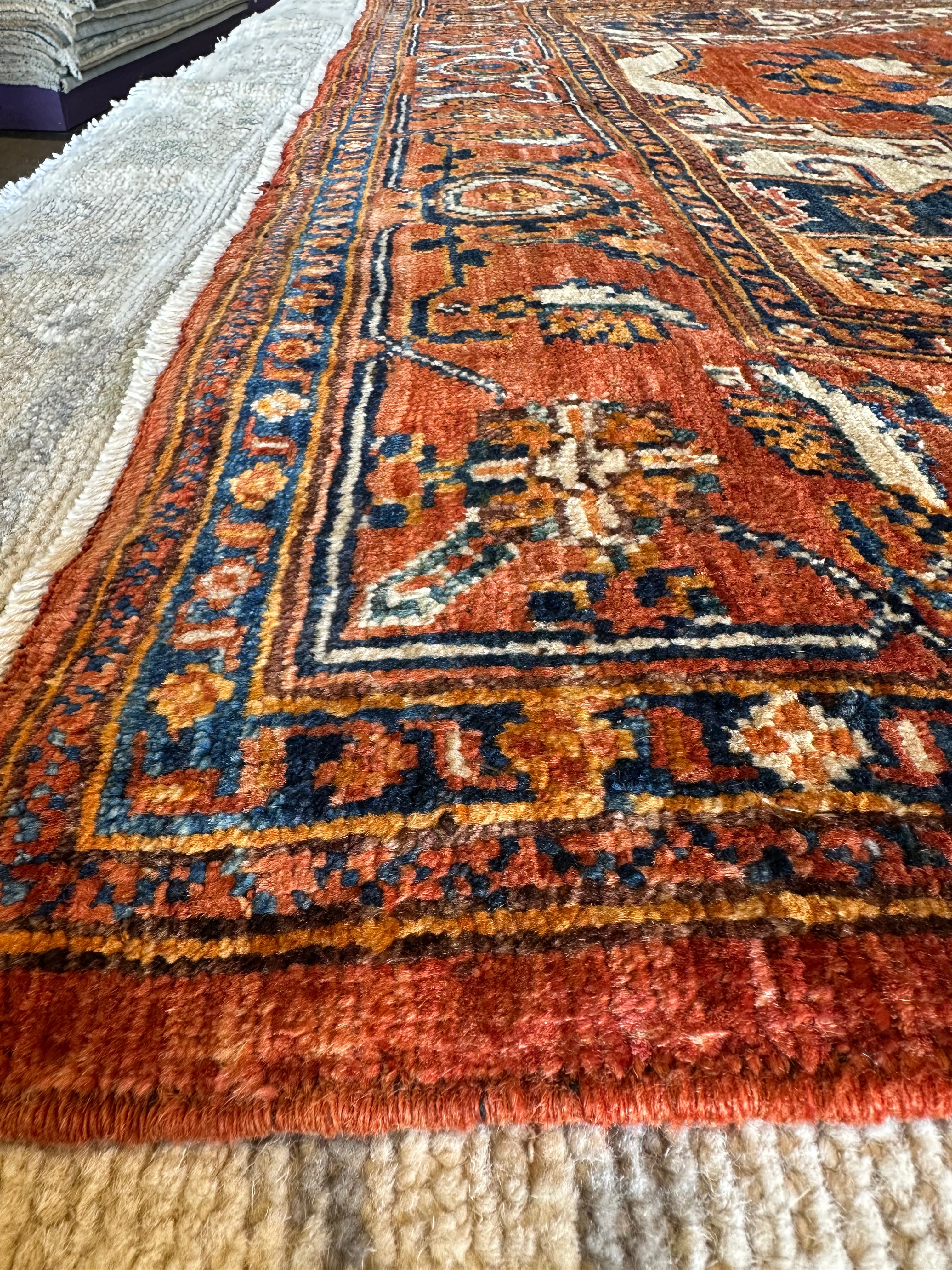 Tina Rowden 5.2x7 Red/Orange Hand-Knotted Humna Rug