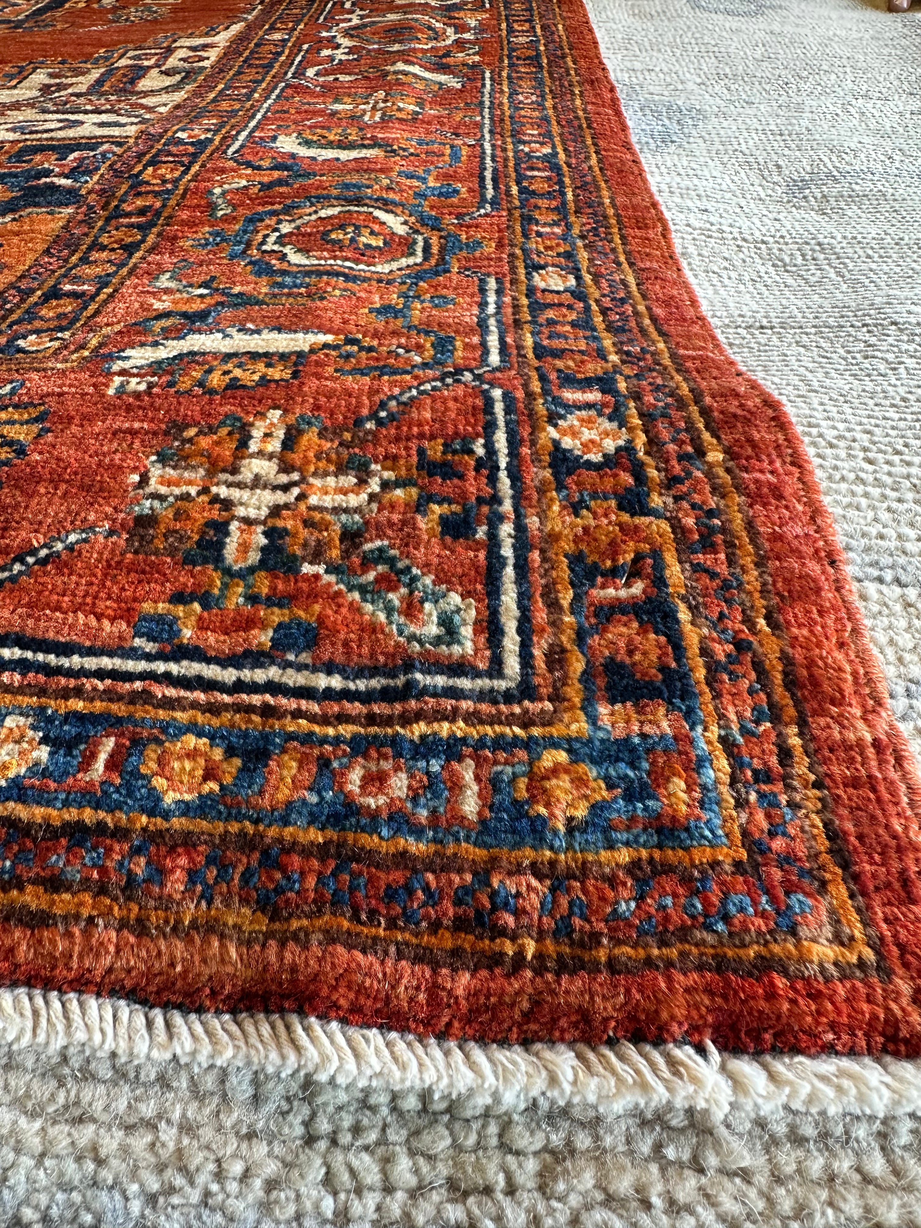 Tina Rowden 5.2x7 Red/Orange Hand-Knotted Humna Rug