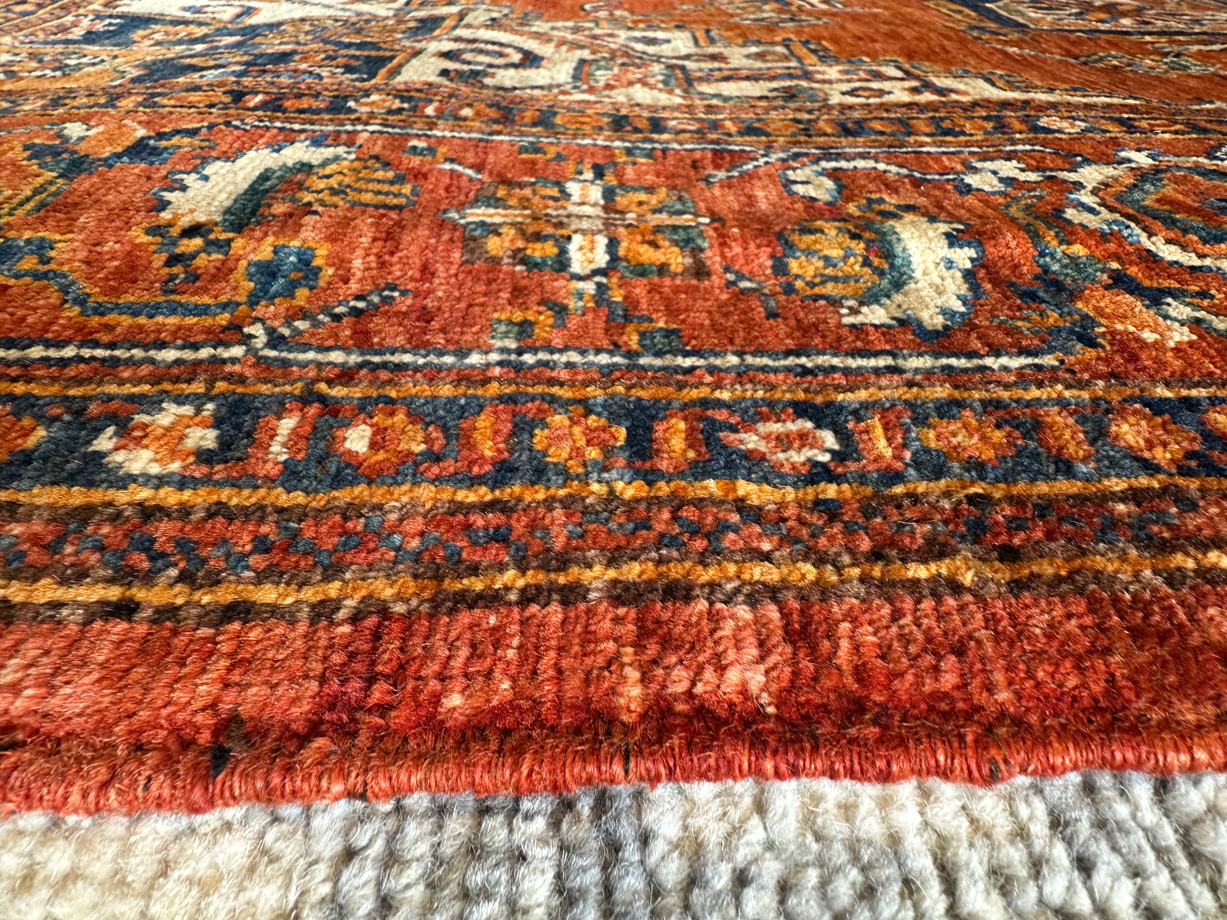Tina Rowden 5.2x7 Red/Orange Hand-Knotted Humna Rug