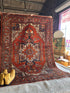 Tina Rowden 5.2x7 Red/Orange Hand-Knotted Humna Rug