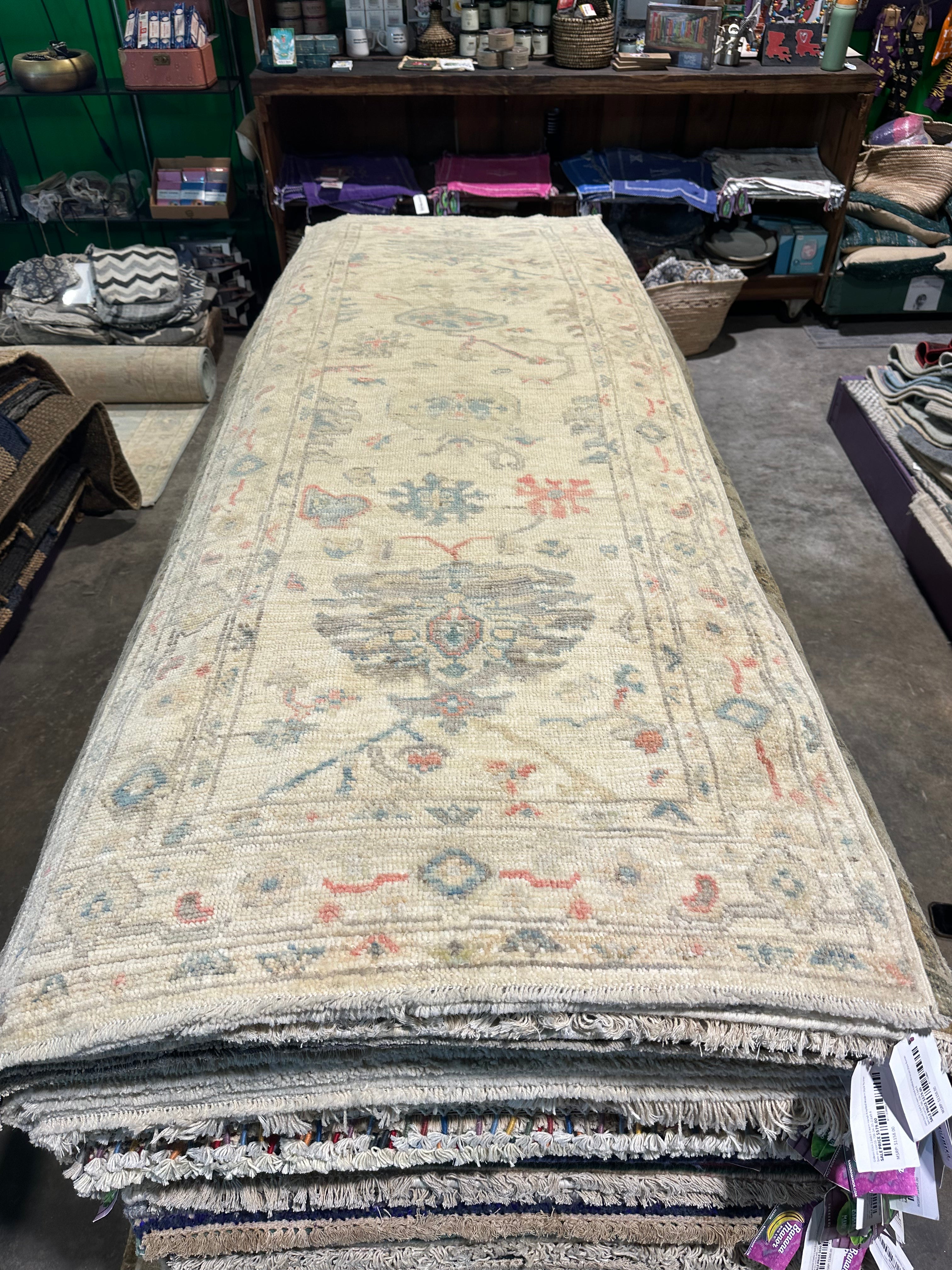 Samantha Biggs 2.7x7.9 Afghani Whitewashed Oushak