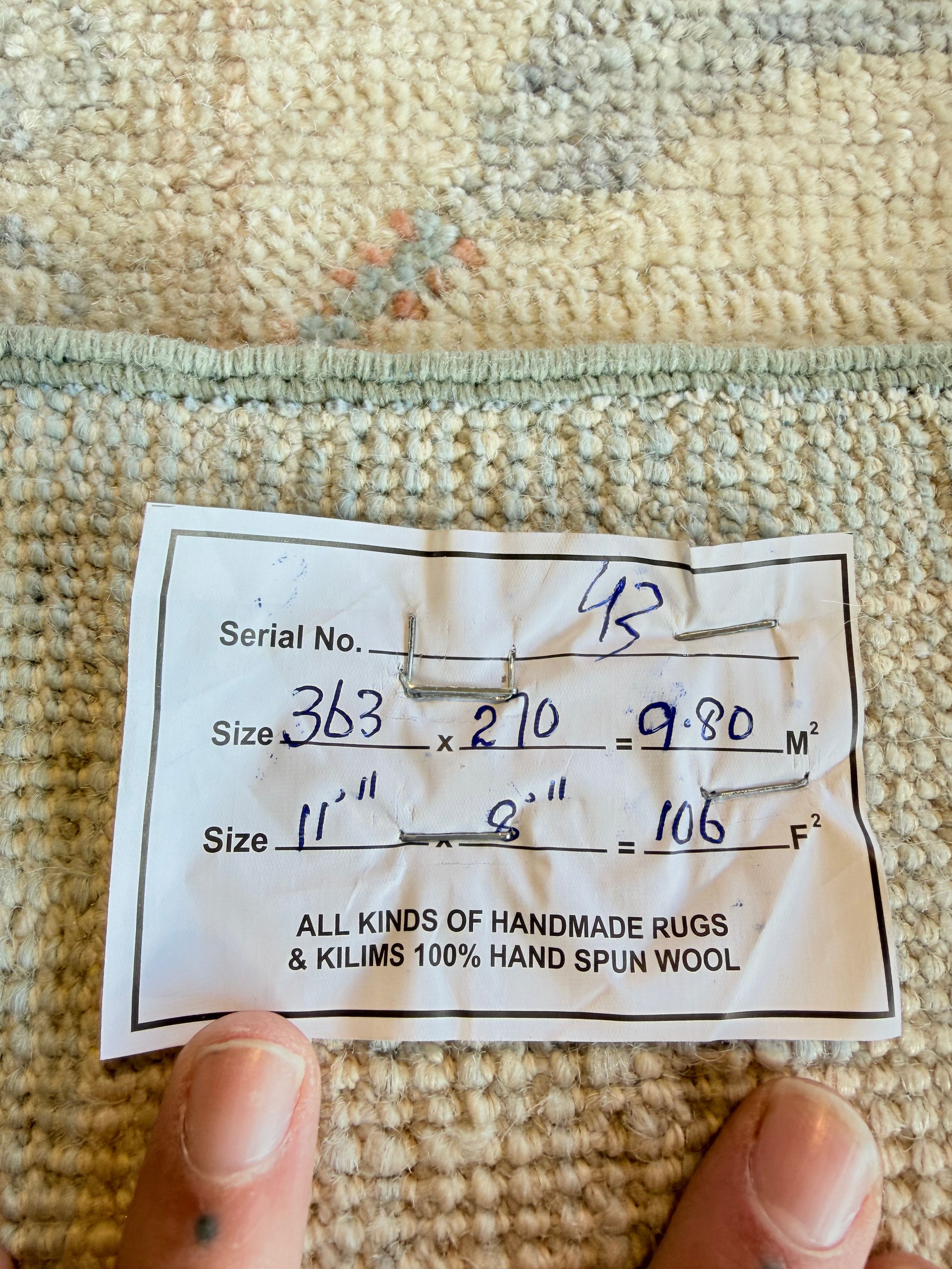 Matilda Lawler 8.11x11.11 Blue Afghani Whitewashed Oushak