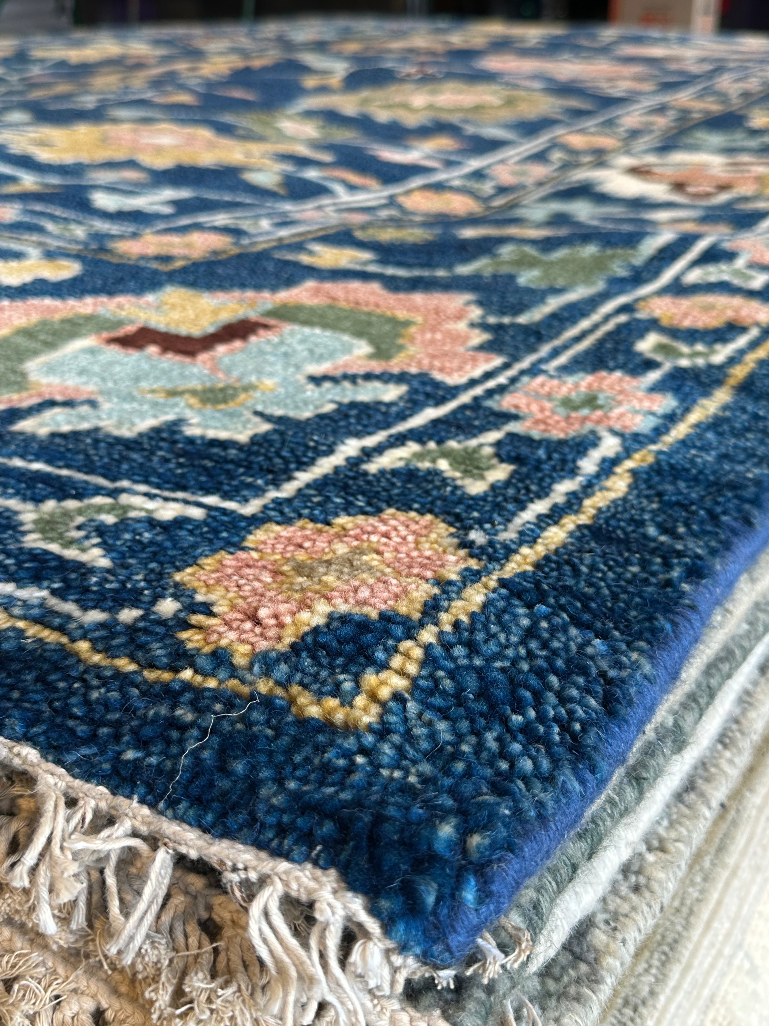 Natalie Teen 10x14 Blue Hand-Knotted Oushak