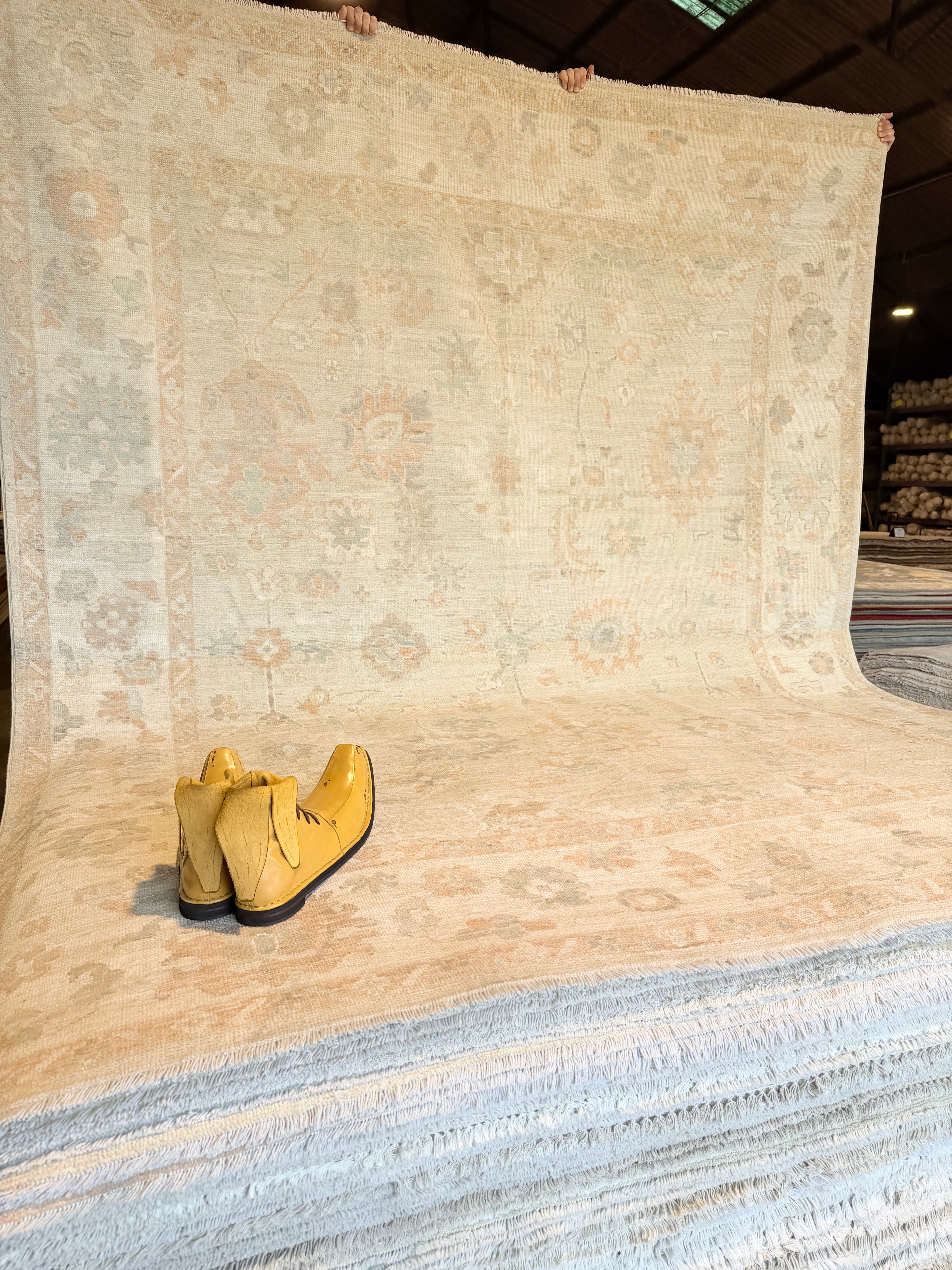 Madeleine Stowe 8.2x9.11 Beige Multi Afghani Whitewashed Oushak