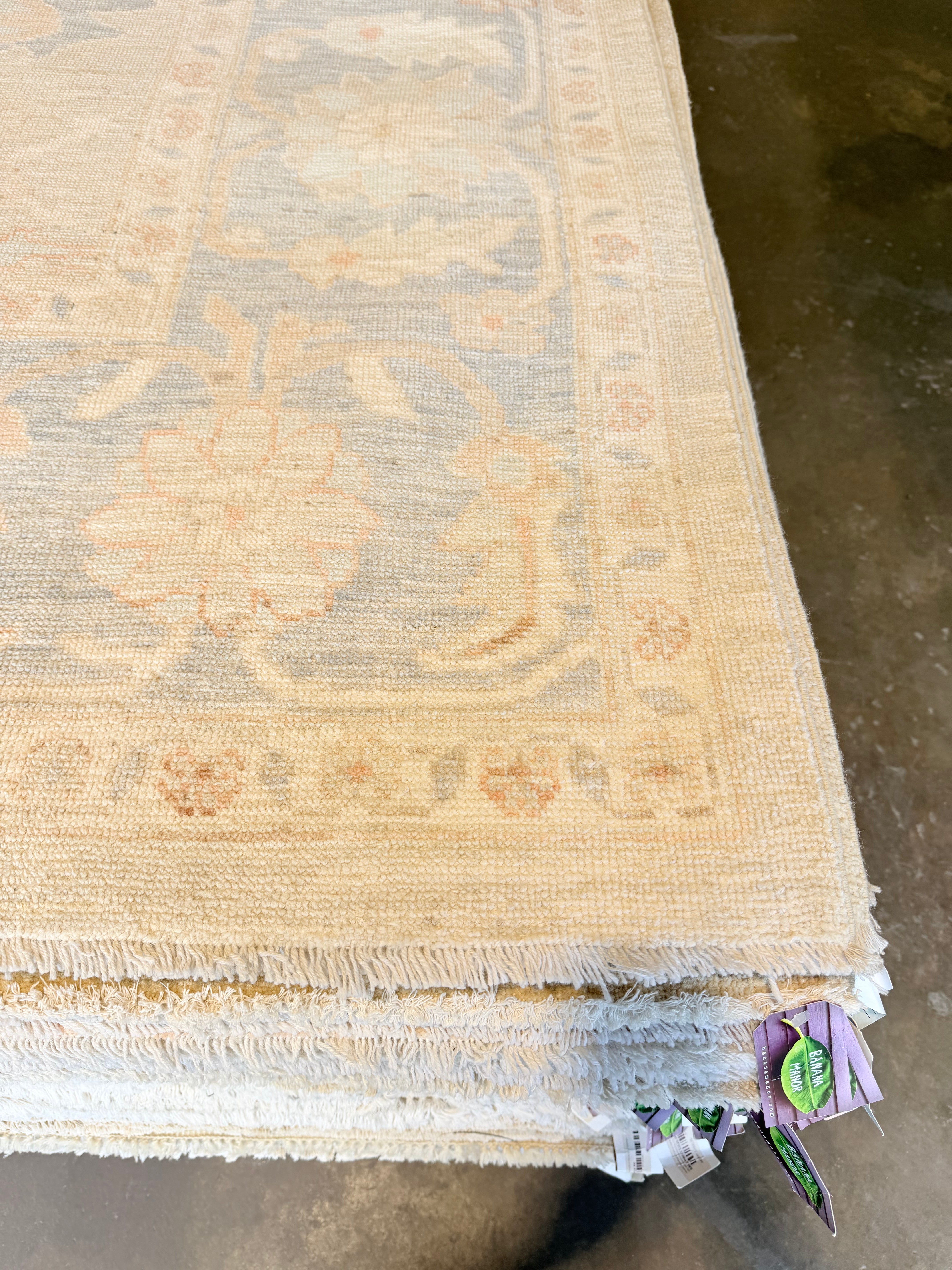 Mabel 8.1x10 Blue Afghani Whitewashed Oushak