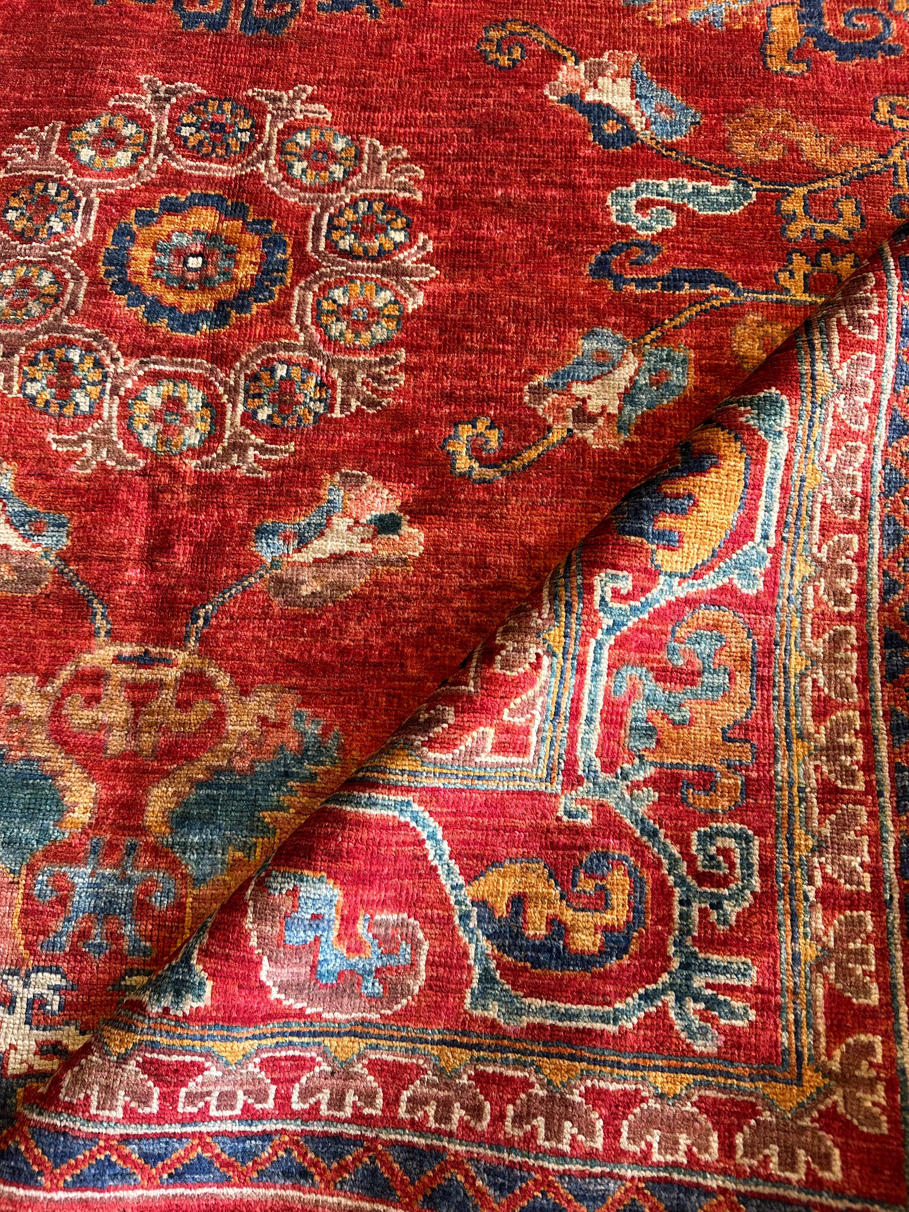 Rachel Bell 5.11x8.10 Red Hand-Knotted Humna Rug