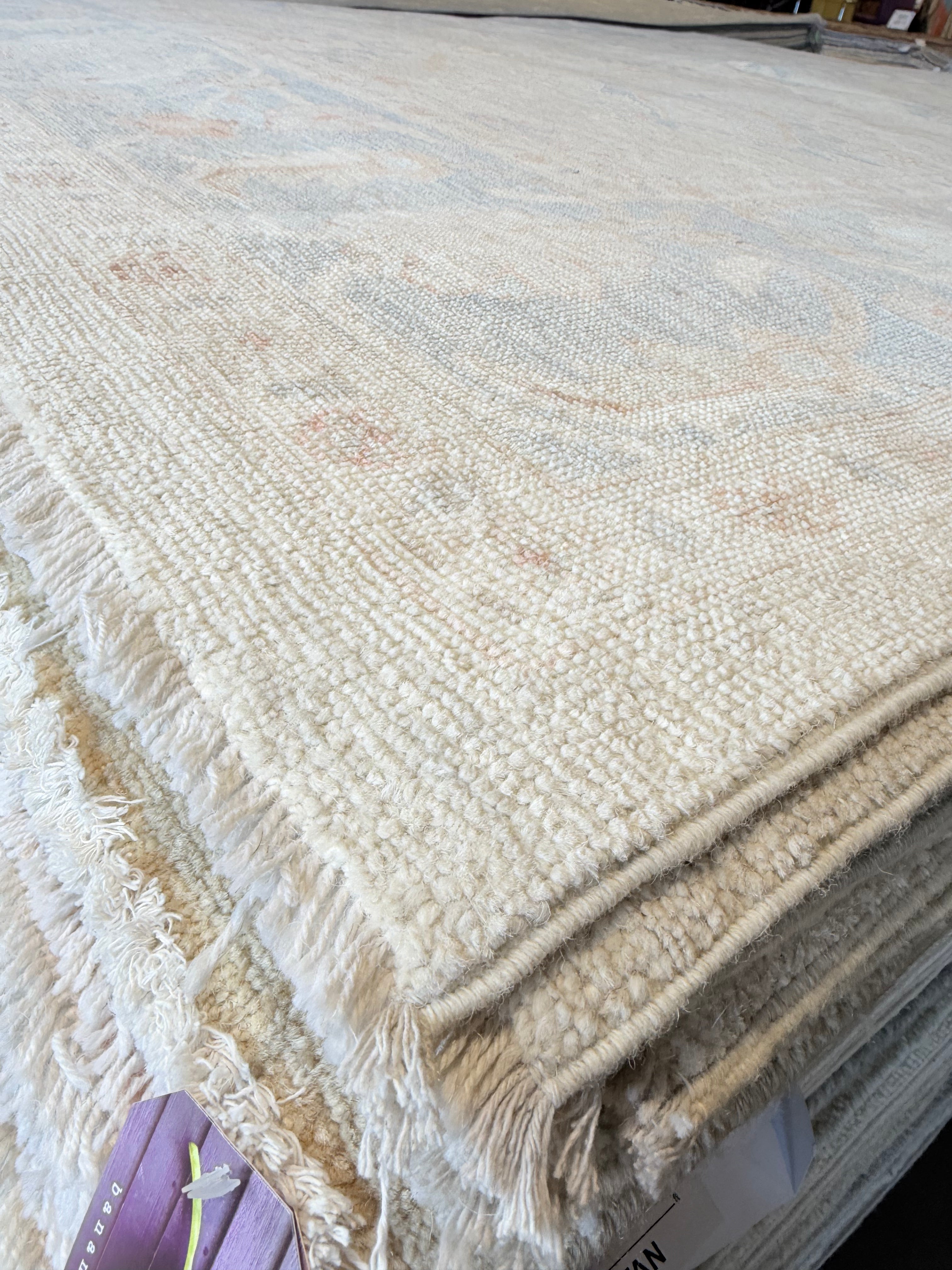 Mabel 8.1x10 Blue Afghani Whitewashed Oushak