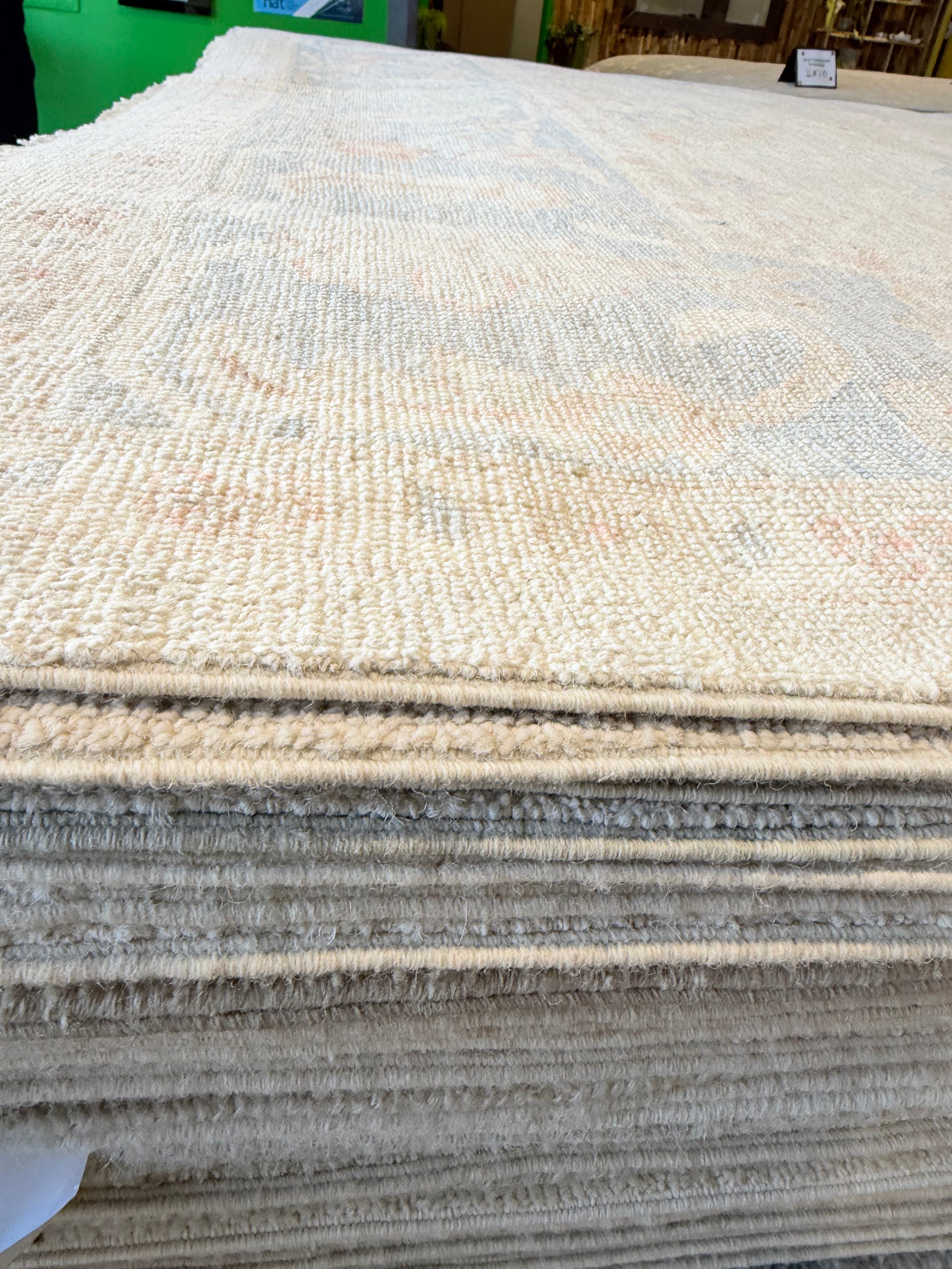 Mabel 8.1x10 Blue Afghani Whitewashed Oushak