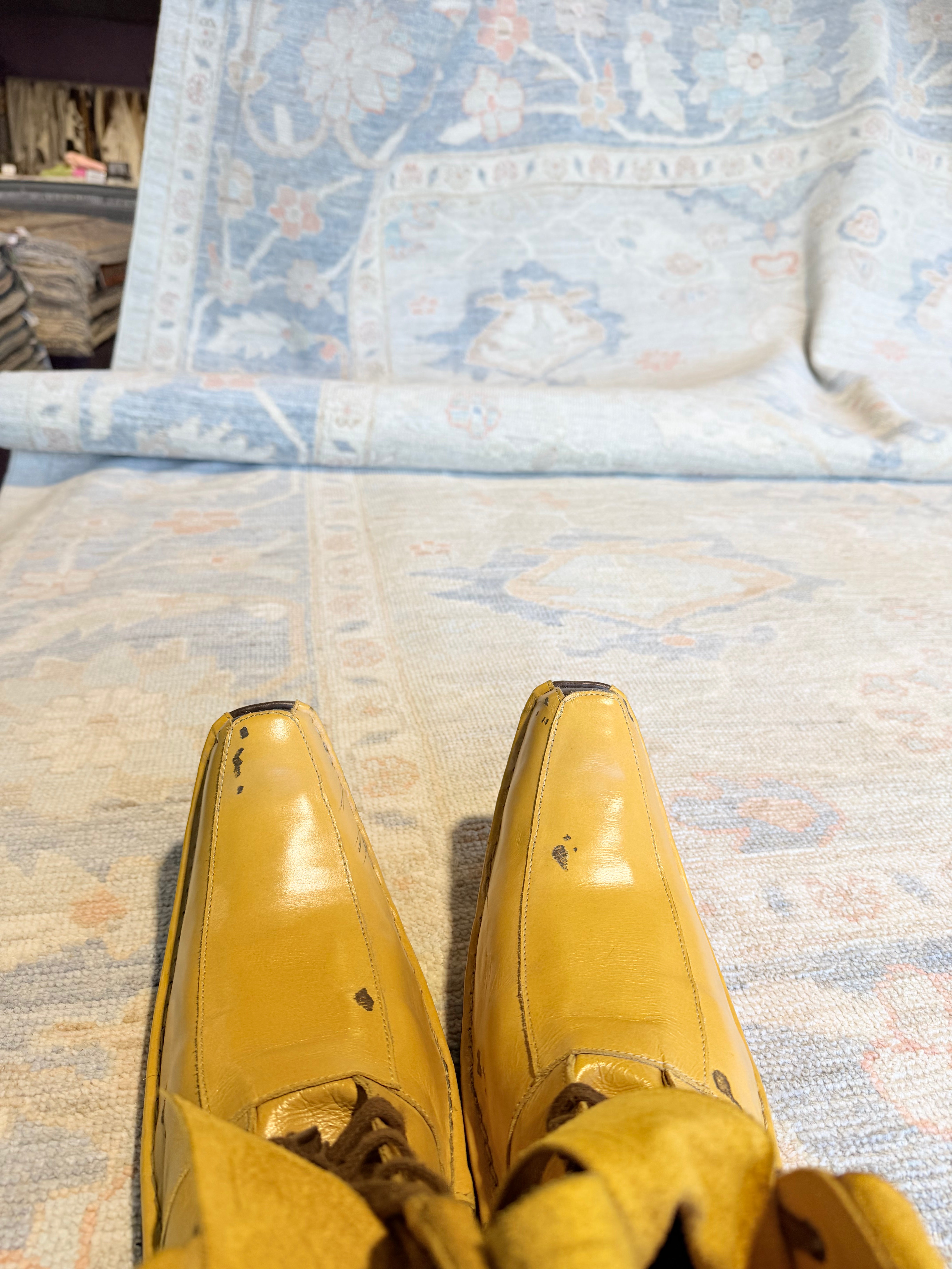 Mabel 8.1x10 Blue Afghani Whitewashed Oushak