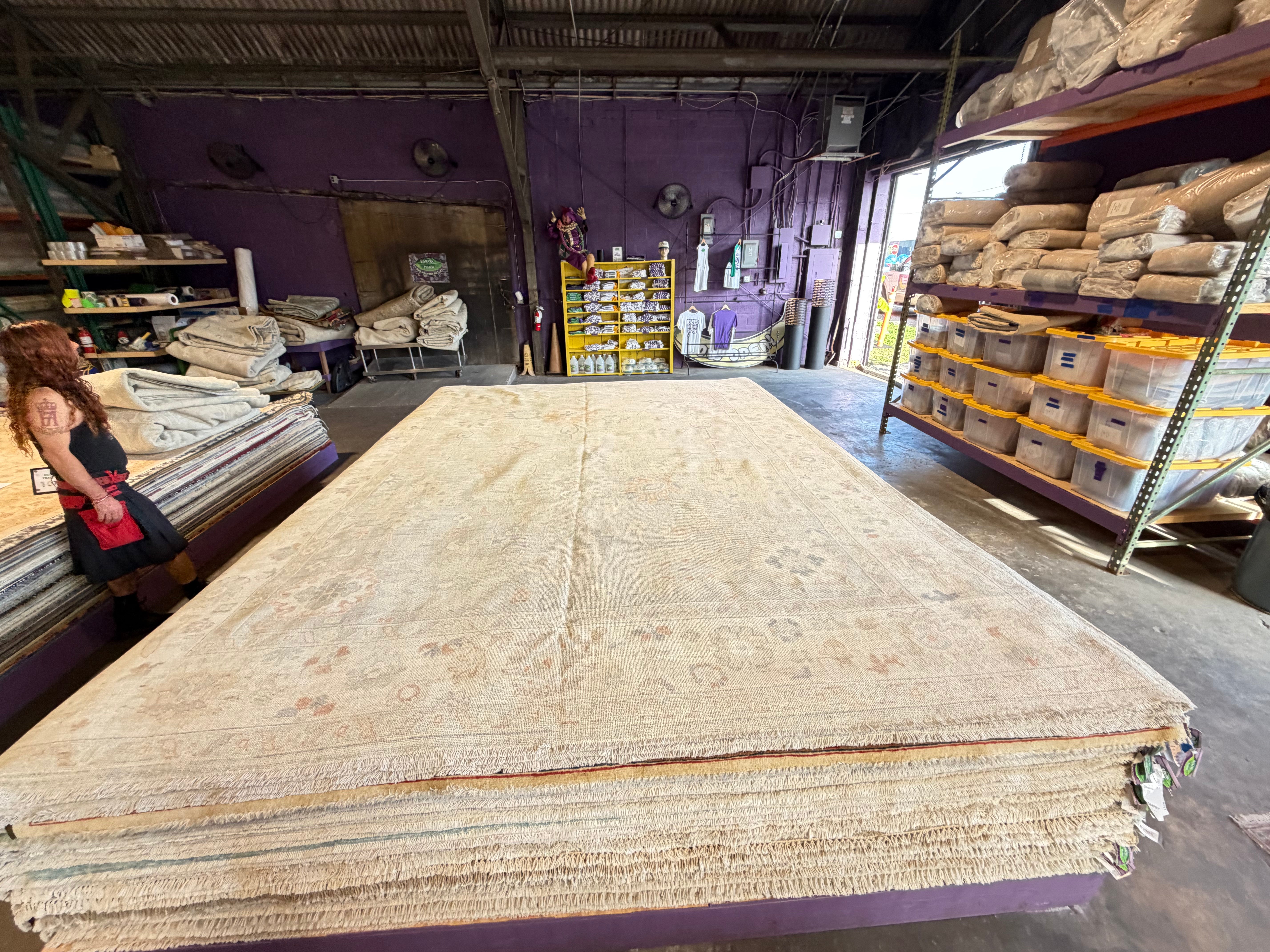 Anna Bura 10.5x13.11 Blue Afghani Whitewashed Oushak