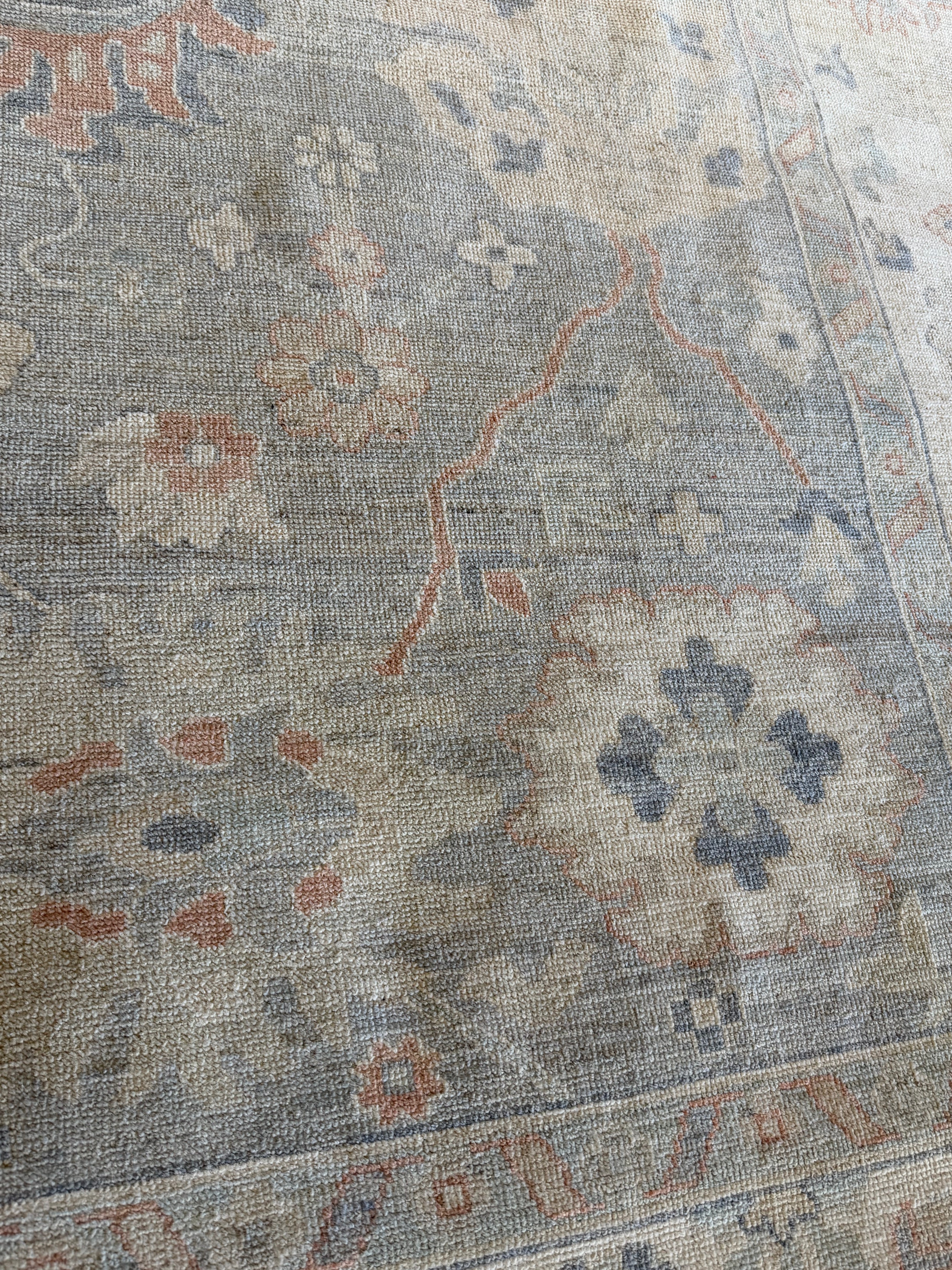 Anna Bura 10.5x13.11 Blue Afghani Whitewashed Oushak