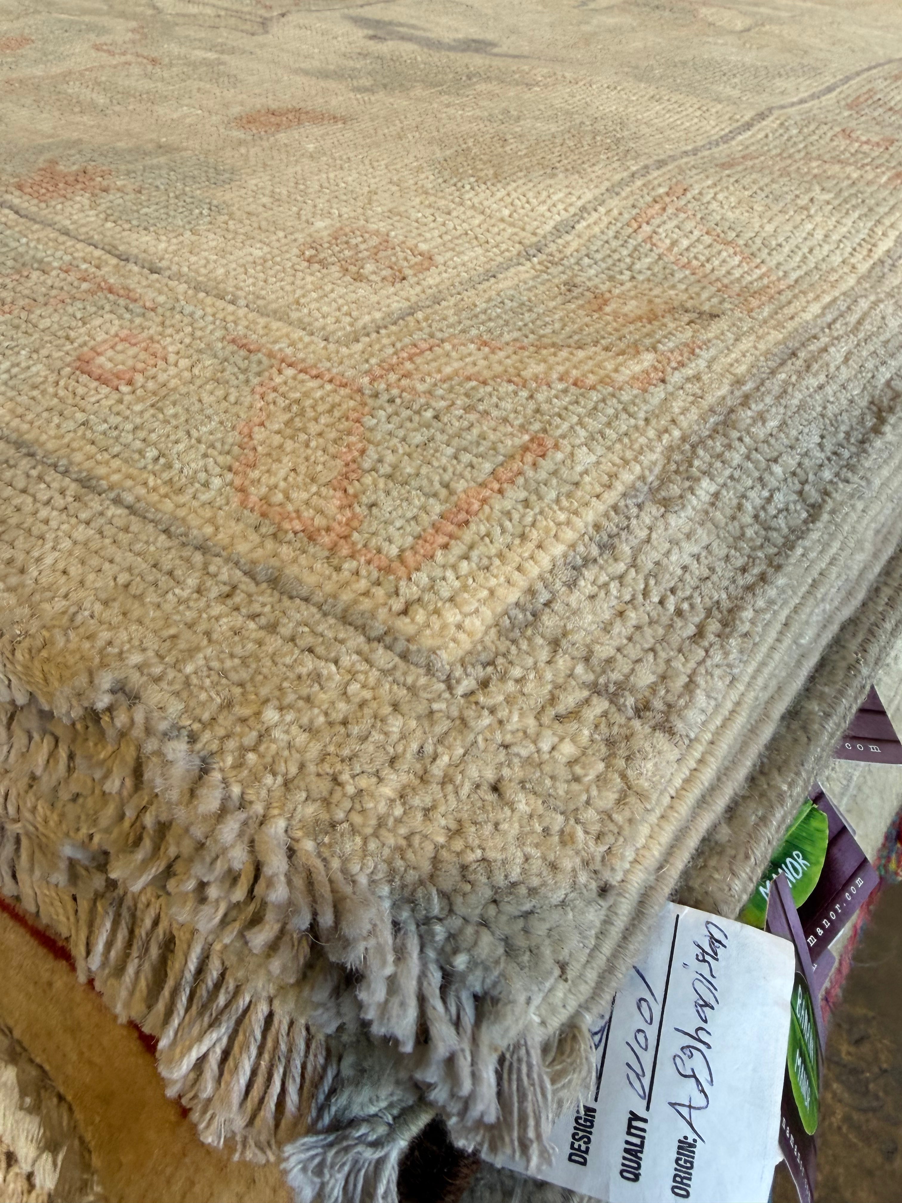 Anna Bura 10.5x13.11 Blue Afghani Whitewashed Oushak