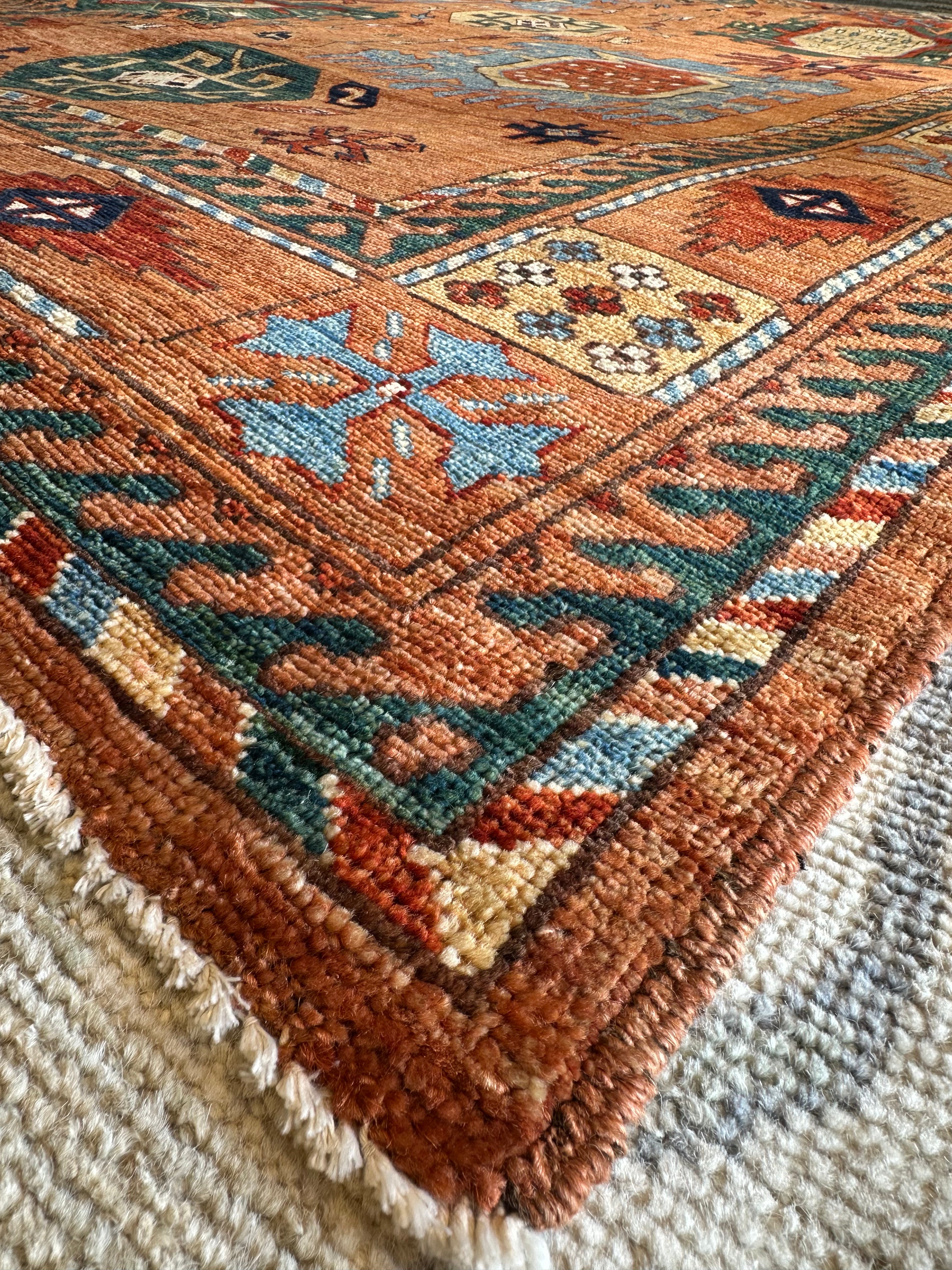 Jill Somers 6.10x9.2 Orange Hand-Knotted Humna Rug