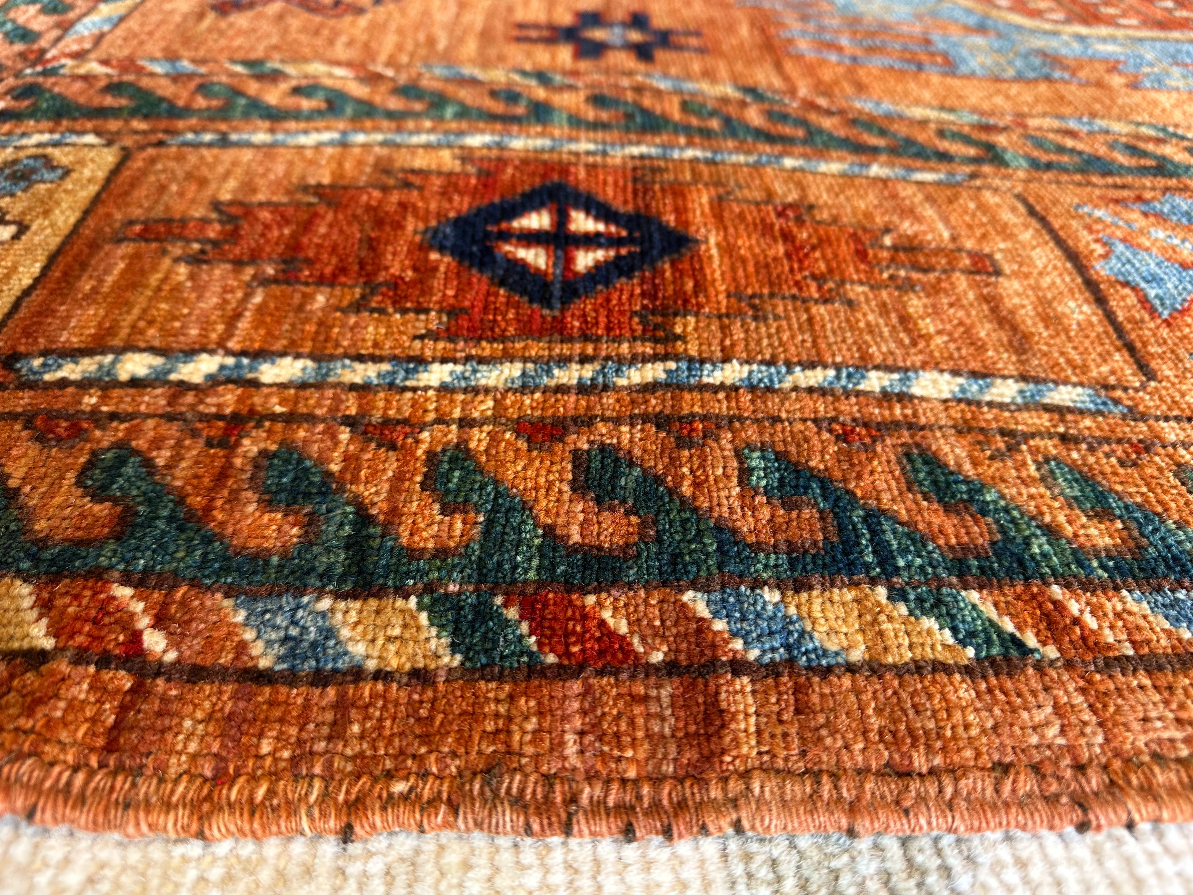 Jill Somers 6.10x9.2 Orange Hand-Knotted Humna Rug